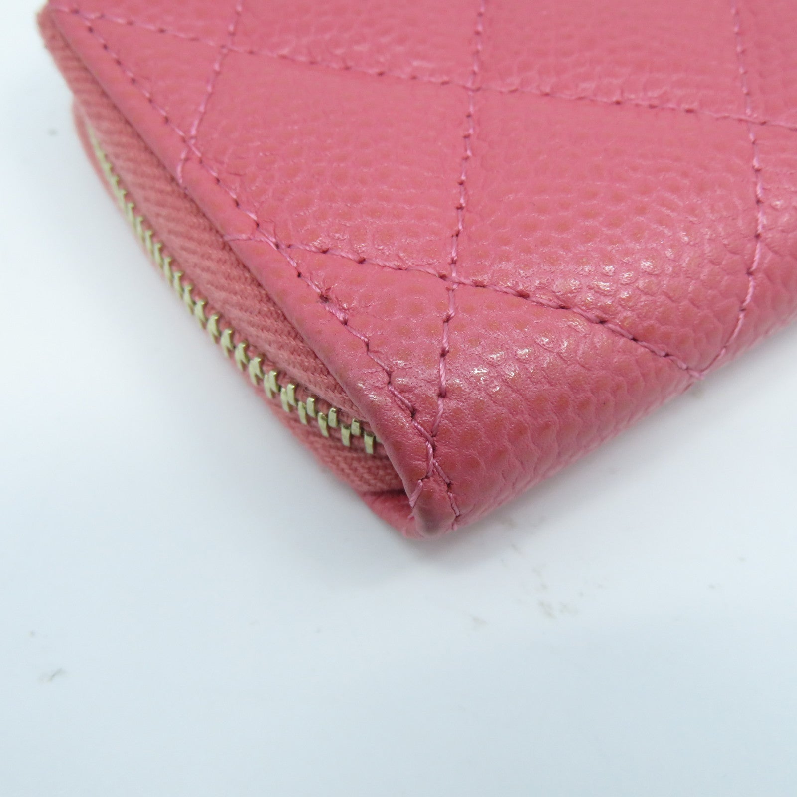 CHANEL 菱格牛皮皮革Coin Case金扣零錢包粉紅色