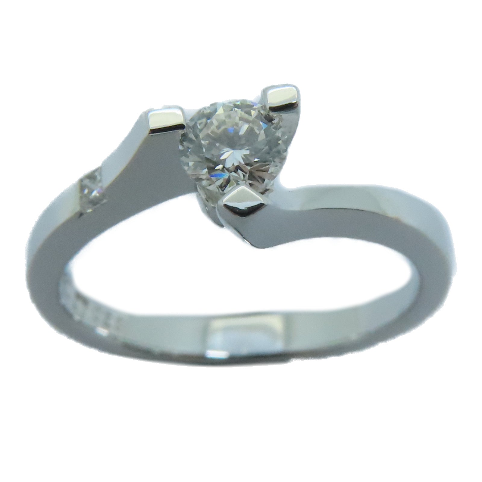 JEWELRY [Sharp Discount] 18K White Gold Diamond Ring 0.24ct Diamond Ring US#5.26