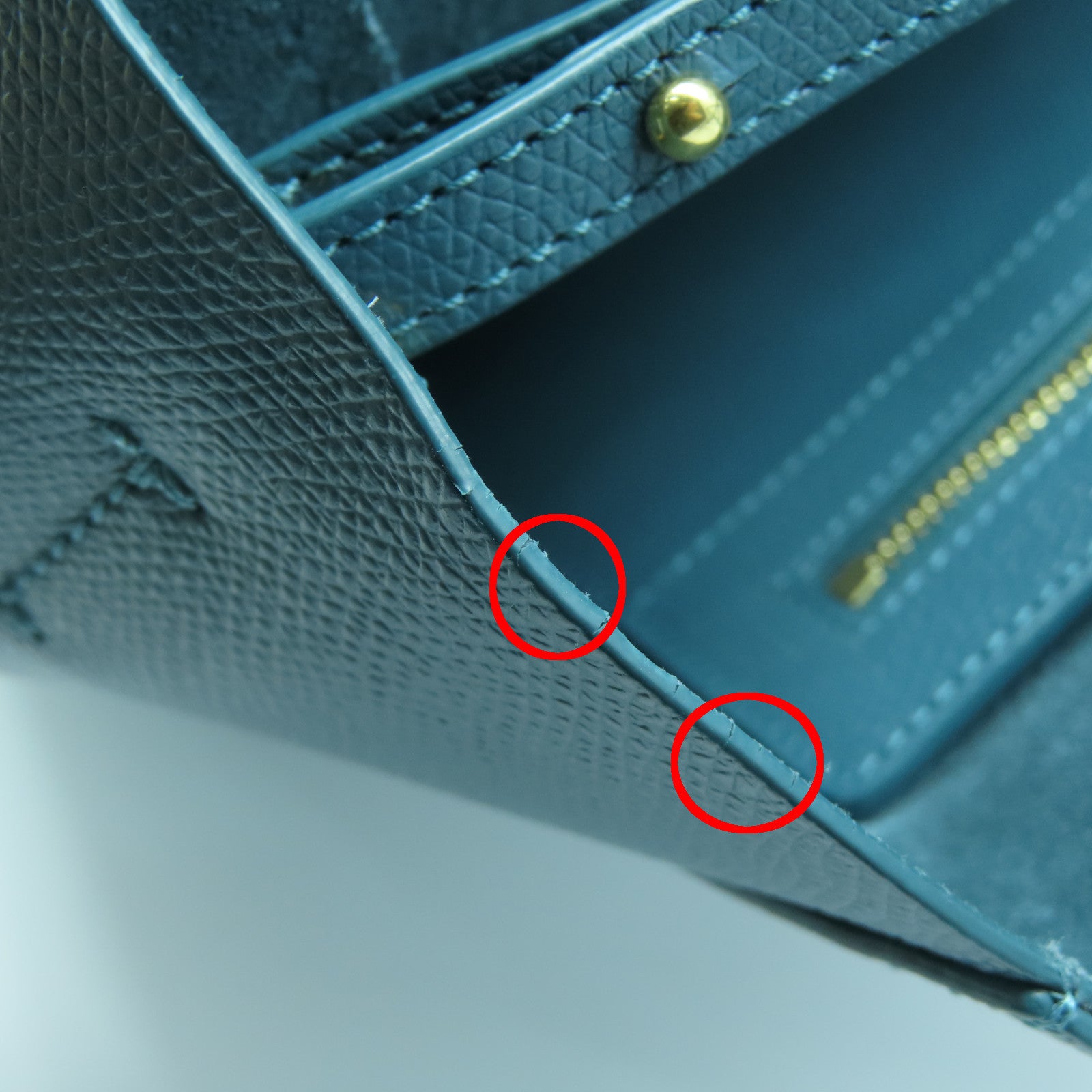 CELINE 牛皮皮革Bucket Bag金扣手挽肩背兩用袋藍色