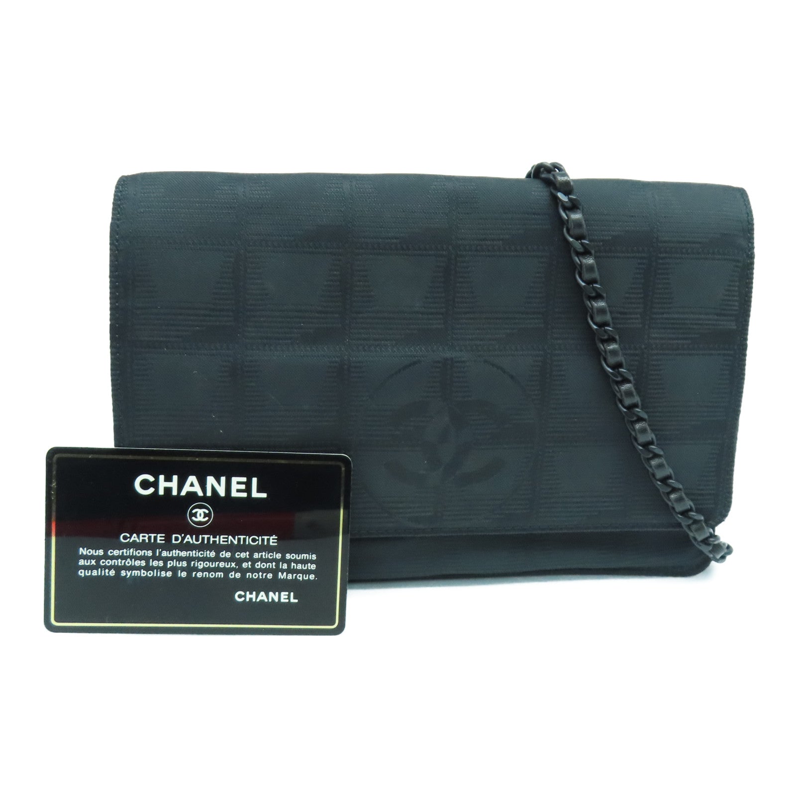 CHANEL 尼龍New Travel Line Woc黑扣鏈帶肩背袋黑色
