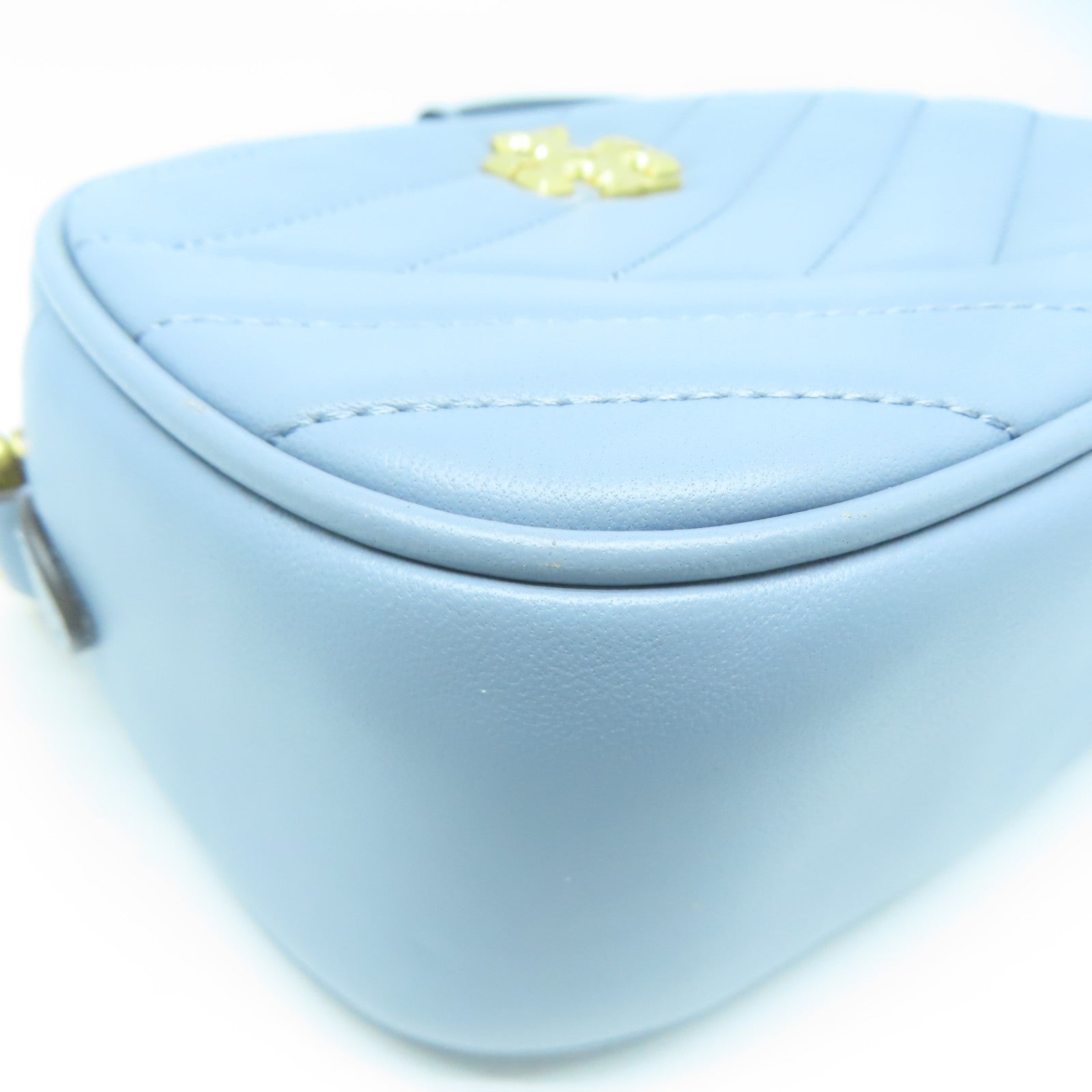 Tory Burch 羊皮皮革Shoulder Bag金扣鏈帶肩背袋淺藍色