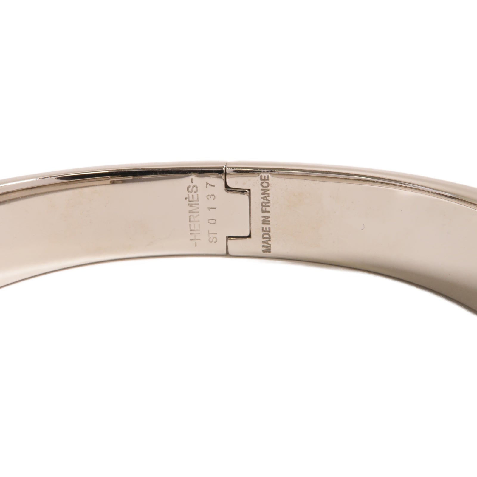 HERMES 金屬Clic H Bracelet手鐲銀色/藍色