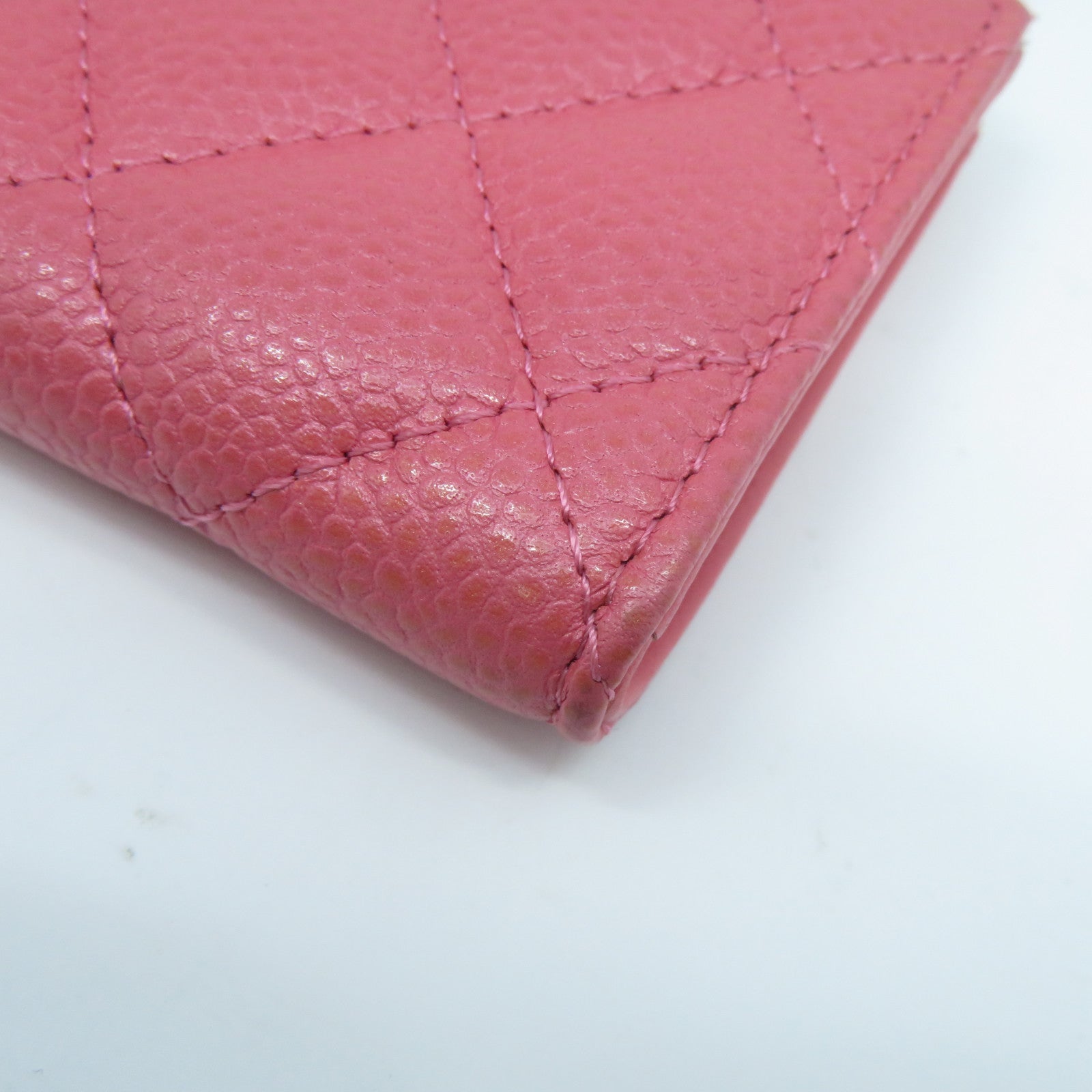 CHANEL 菱格牛皮皮革Coin Case金扣零錢包粉紅色