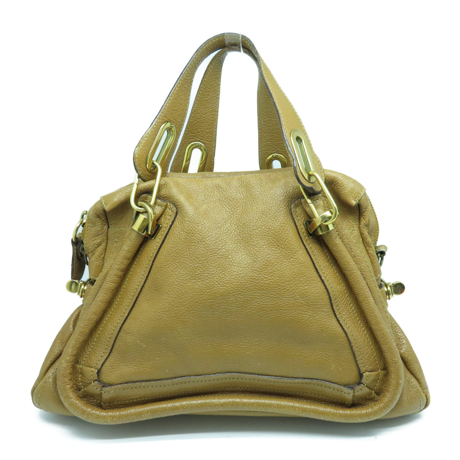 Chloe 牛皮皮革Handbag金扣手挽袋啡色