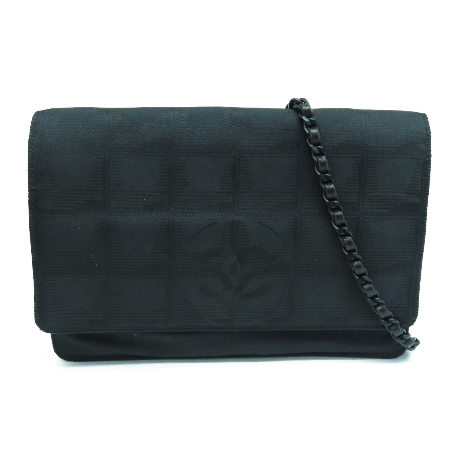 CHANEL 尼龍New Travel Line Woc黑扣鏈帶肩背袋黑色
