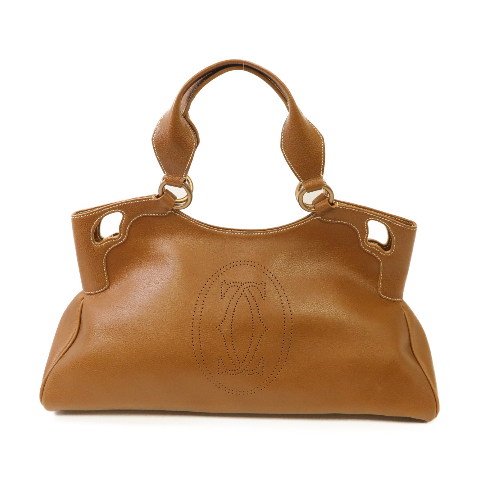 CARTIER 牛皮皮革Marcello Shoulder Bag金扣肩背袋棕色