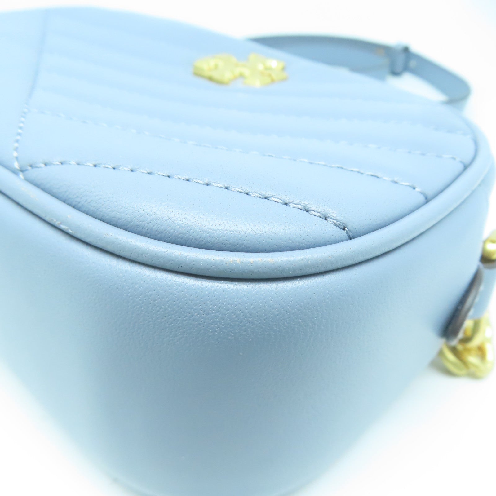 Tory Burch 羊皮皮革Shoulder Bag金扣鏈帶肩背袋淺藍色