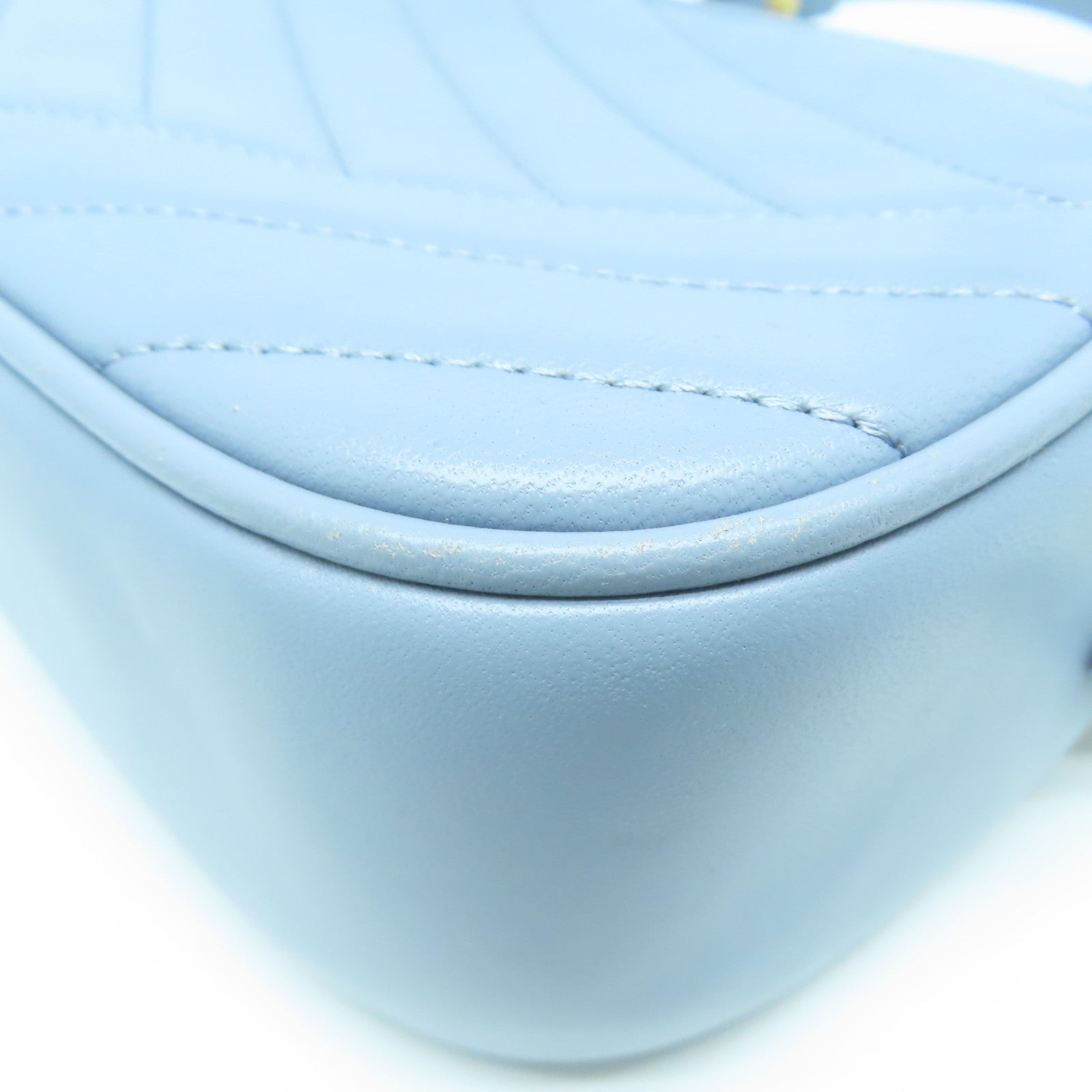 Tory Burch 羊皮皮革Shoulder Bag金扣鏈帶肩背袋淺藍色