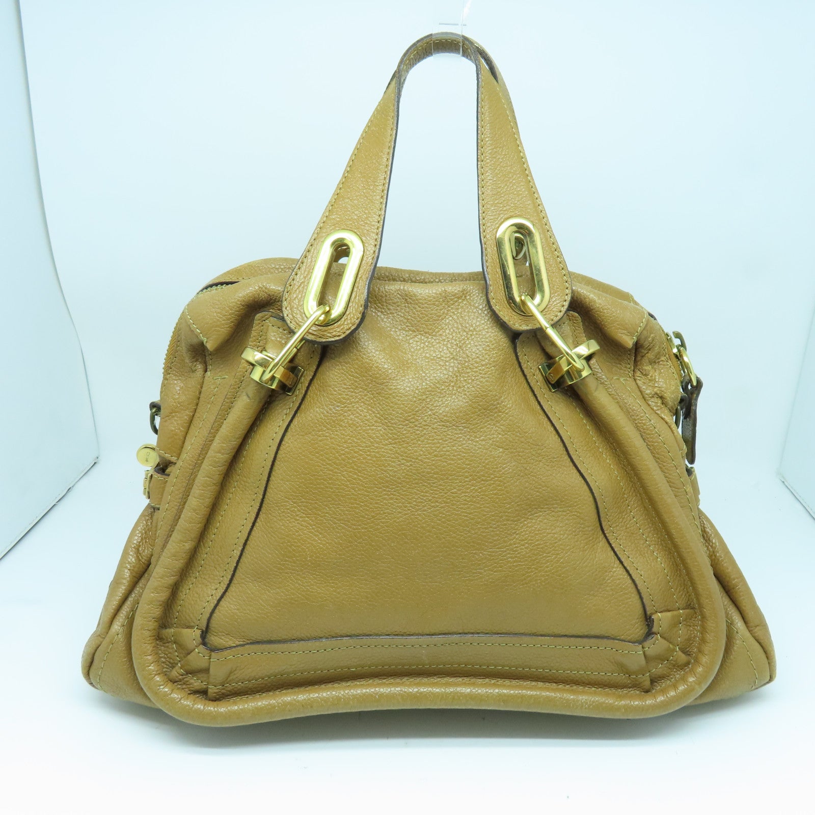 Chloe 牛皮皮革Handbag金扣手挽袋啡色