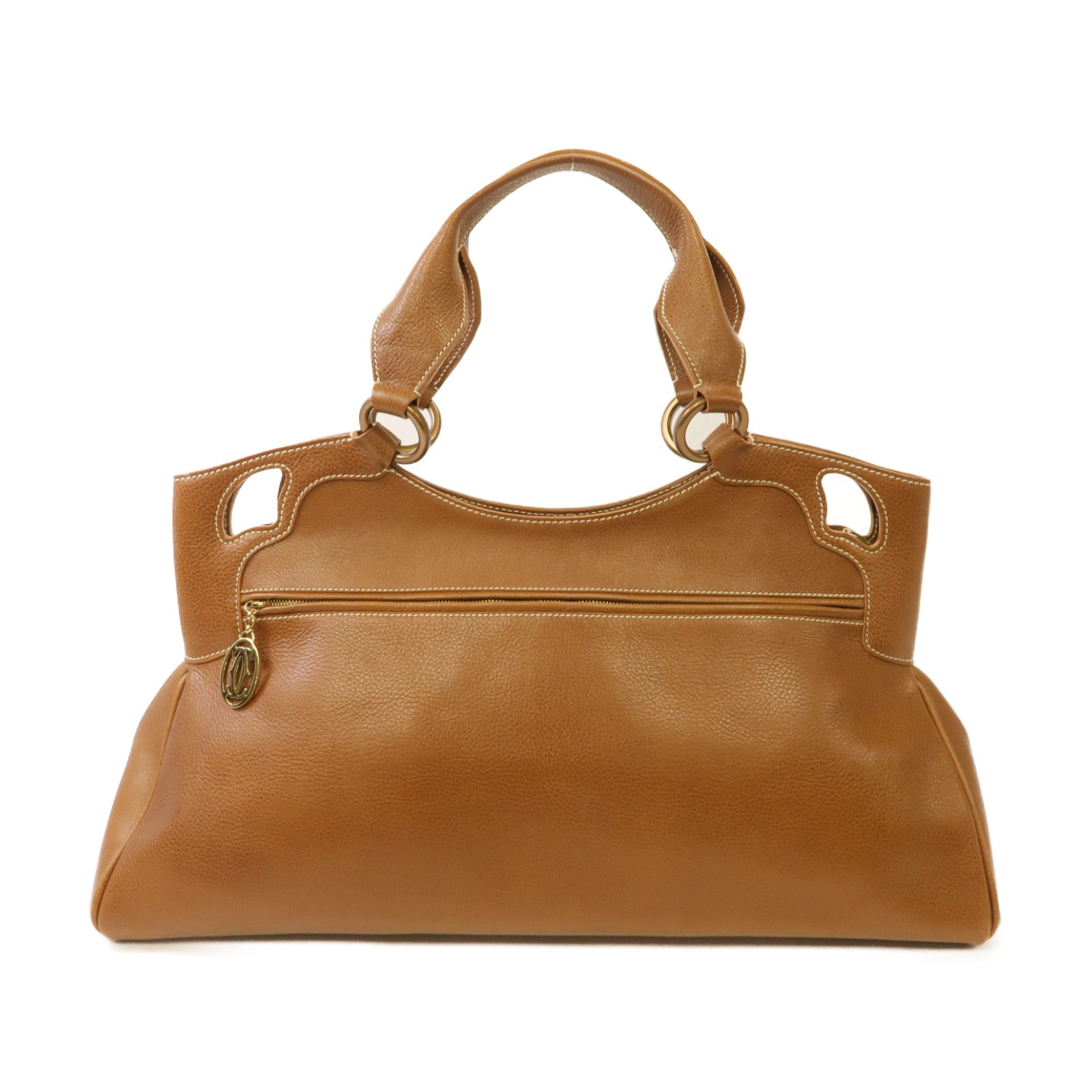 CARTIER 牛皮皮革Marcello Shoulder Bag金扣肩背袋棕色