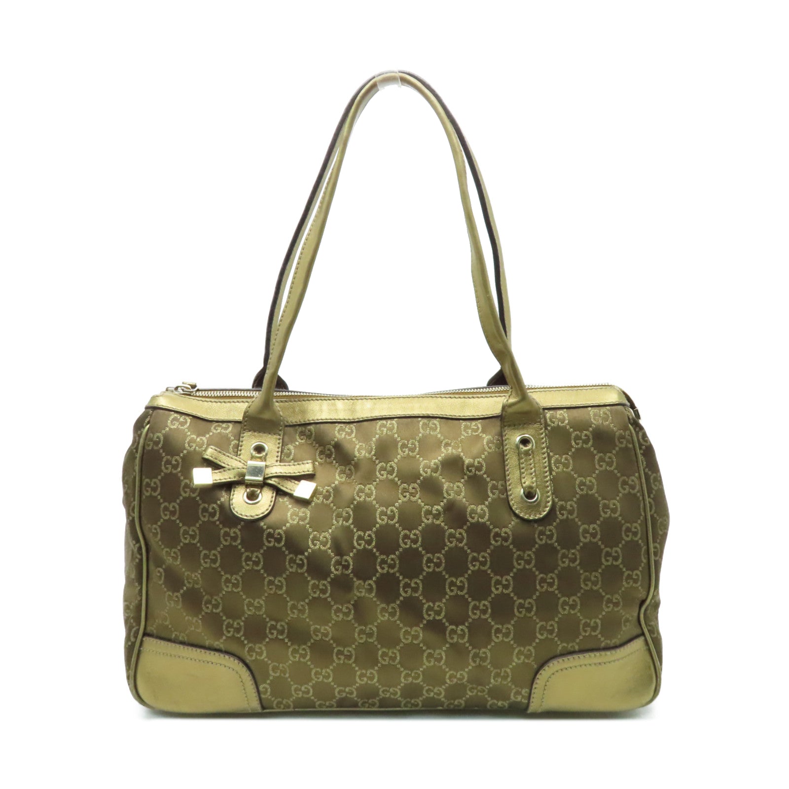 GUCCI 帆布Shoulder Bag金扣肩背袋啡色/金色