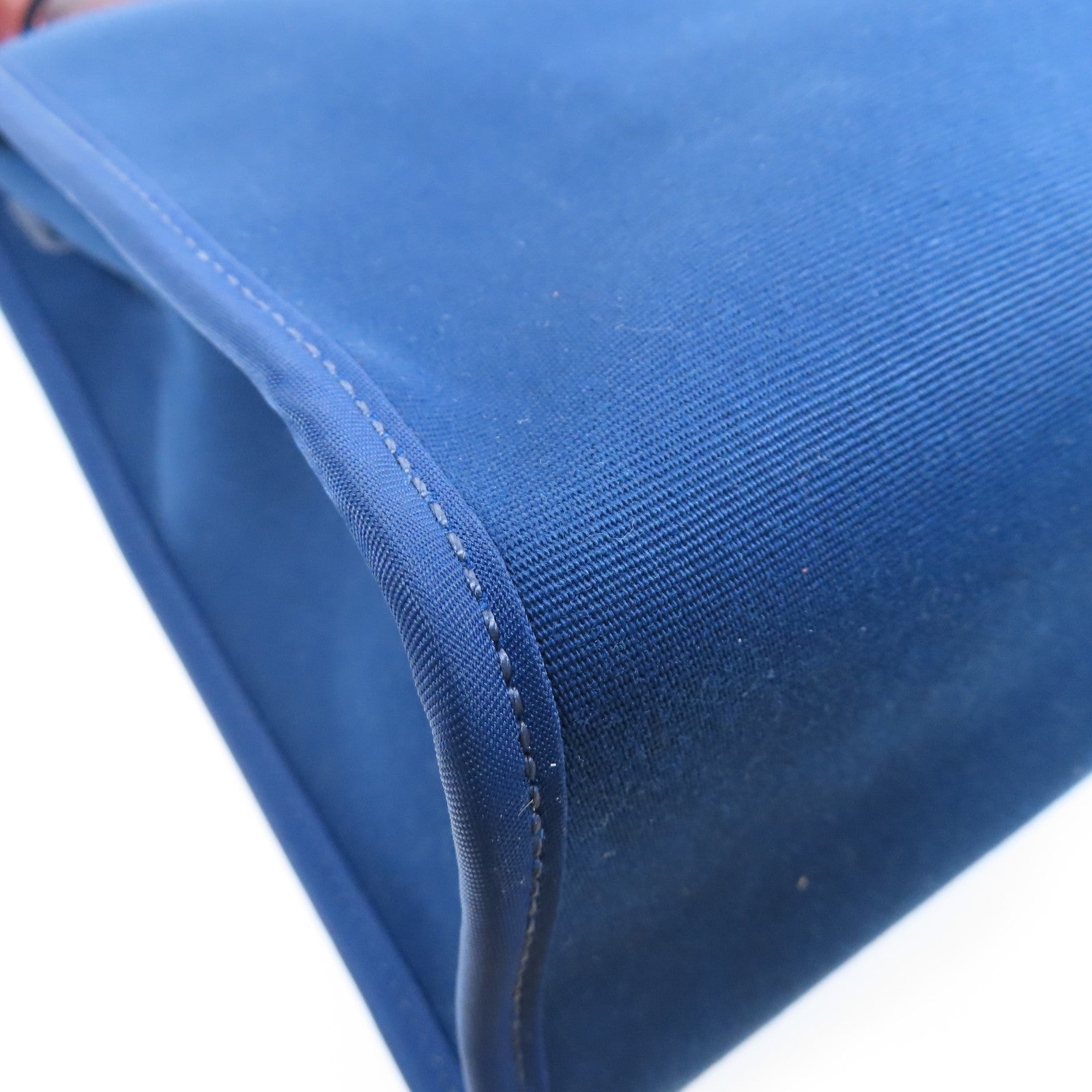 HERMES 帆布/皮革Herbag PM銀扣手挽肩背兩用袋Bleu Saphir寶石藍色