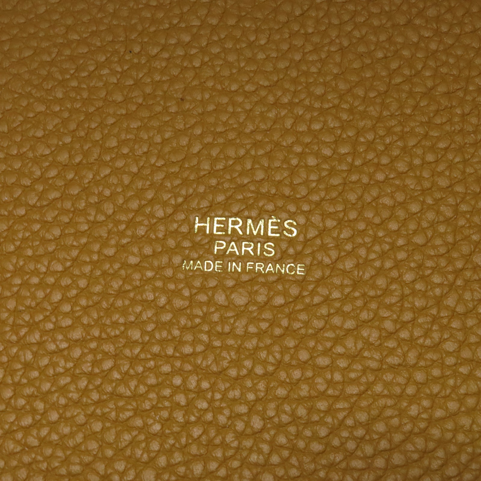 HERMES Clemence皮革Picotin MM金扣手挽袋Sesame棕色