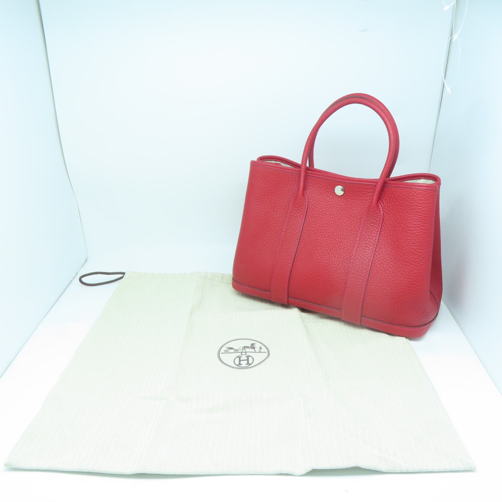 HERMES Negonda皮革Garden Party TPM銀扣手挽袋暗紅