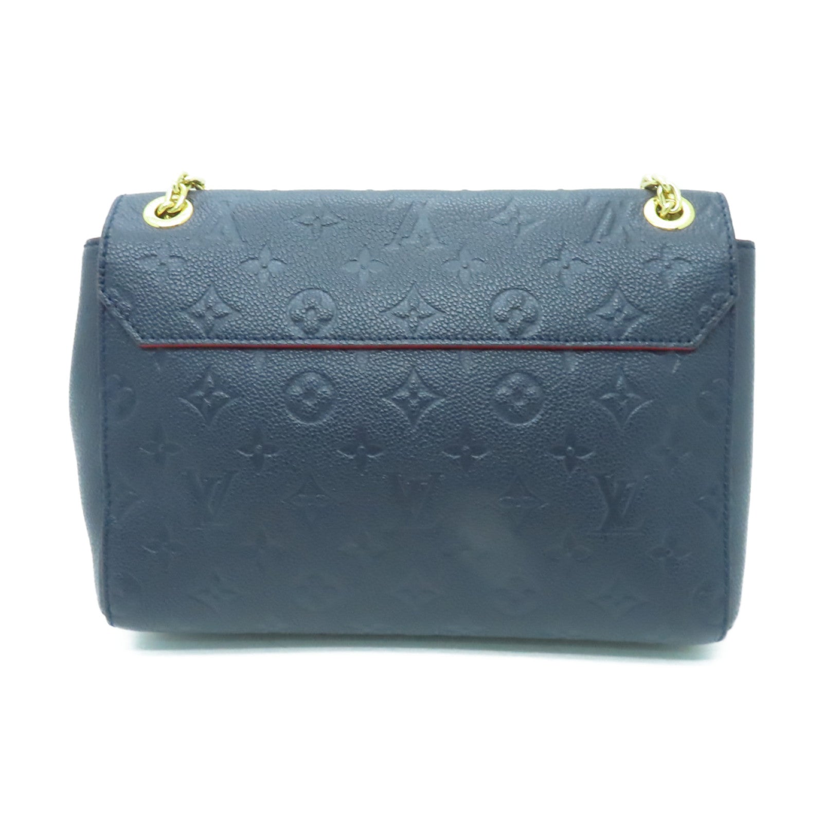 LOUIS VUITTON Monogram Empreinte Vavin金扣鏈帶肩背袋深藍色