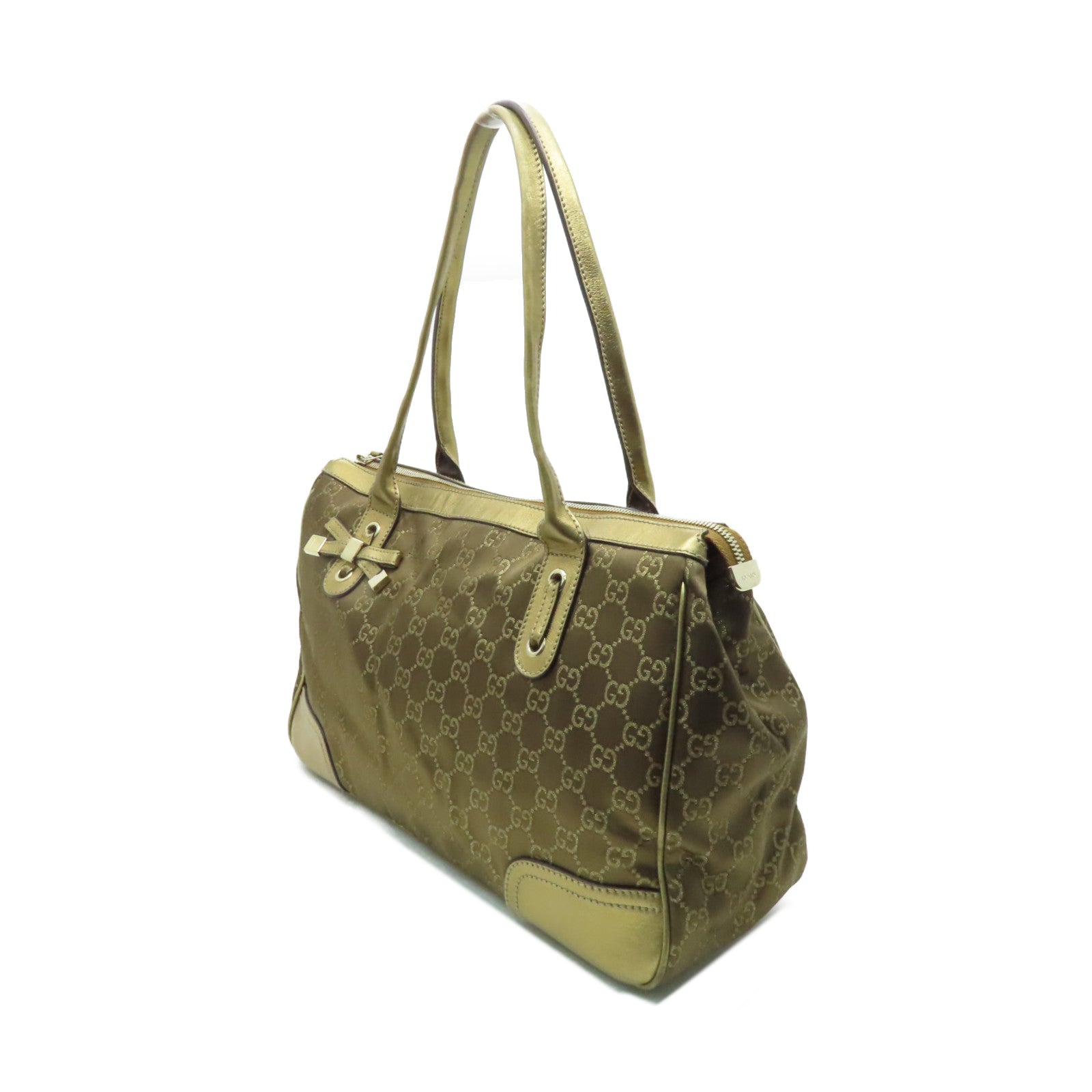 GUCCI 帆布Shoulder Bag金扣肩背袋啡色/金色