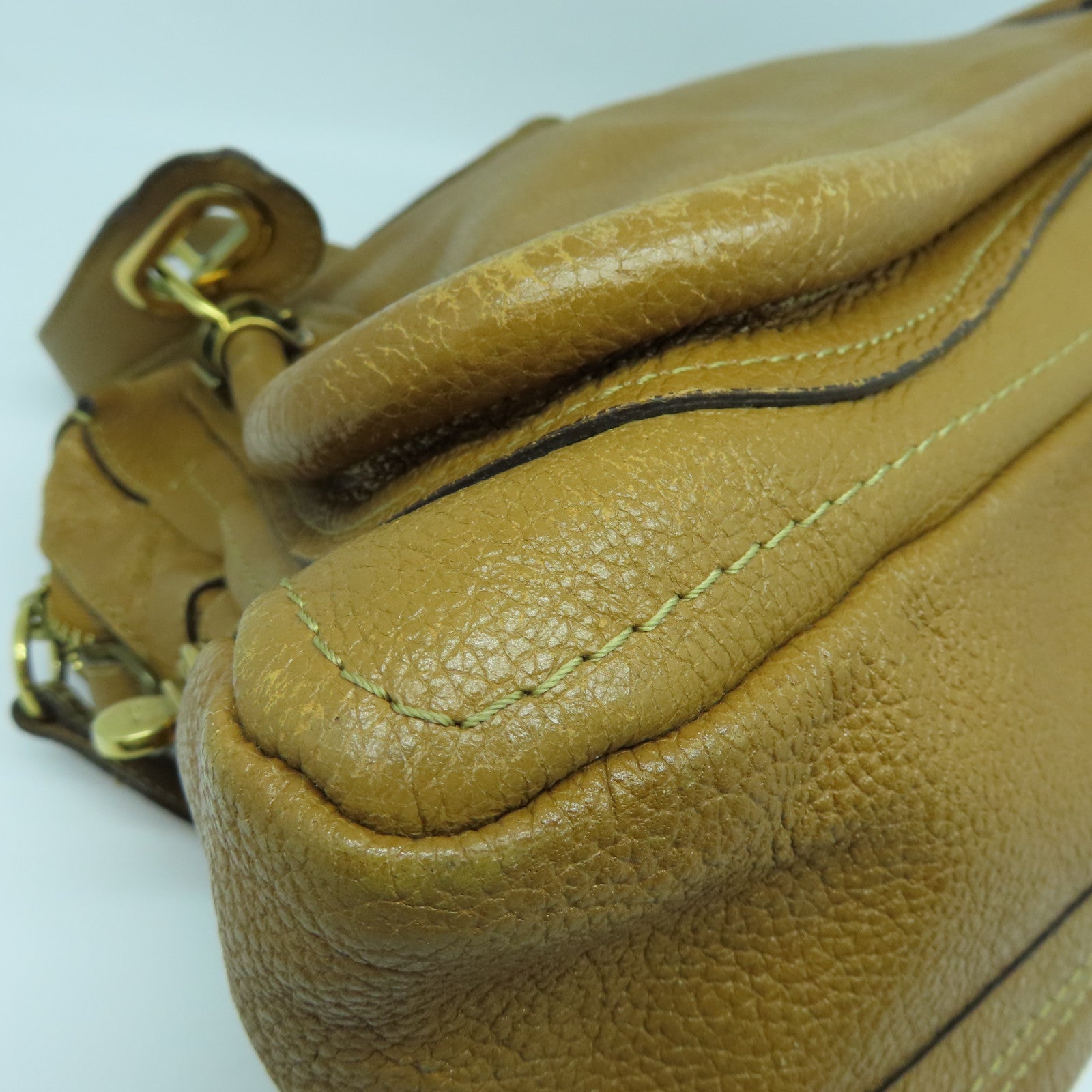 Chloe 牛皮皮革Handbag金扣手挽袋啡色