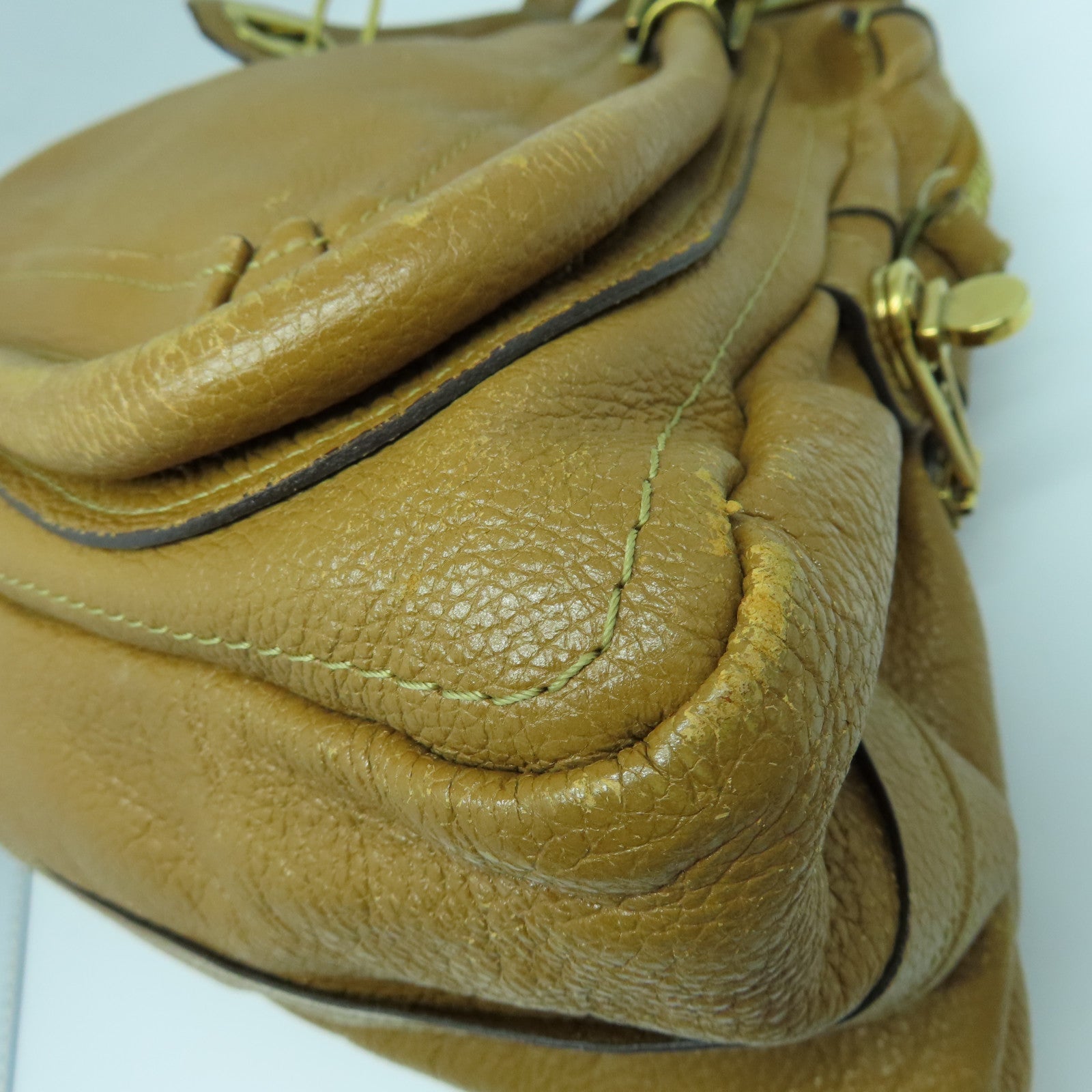 Chloe 牛皮皮革Handbag金扣手挽袋啡色