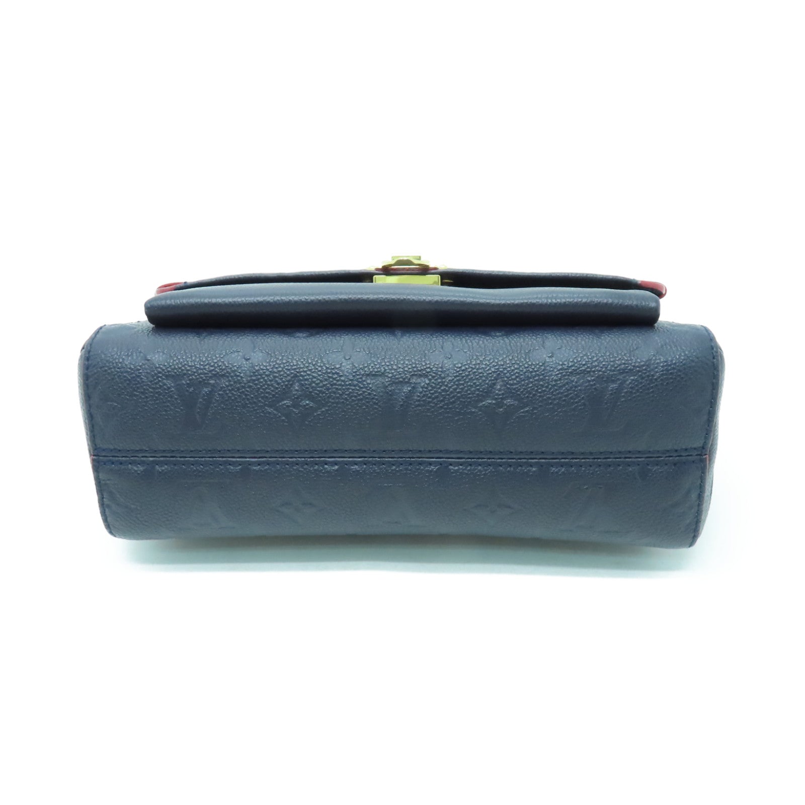 LOUIS VUITTON Monogram Empreinte Vavin金扣鏈帶肩背袋深藍色