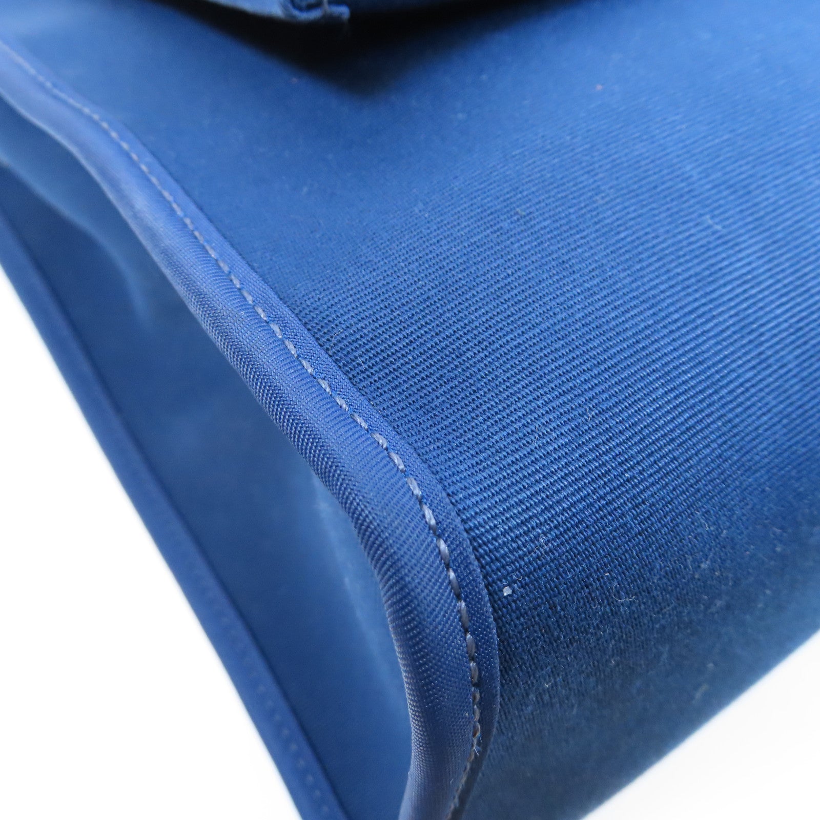 HERMES 帆布/皮革Herbag PM銀扣手挽肩背兩用袋Bleu Saphir寶石藍色