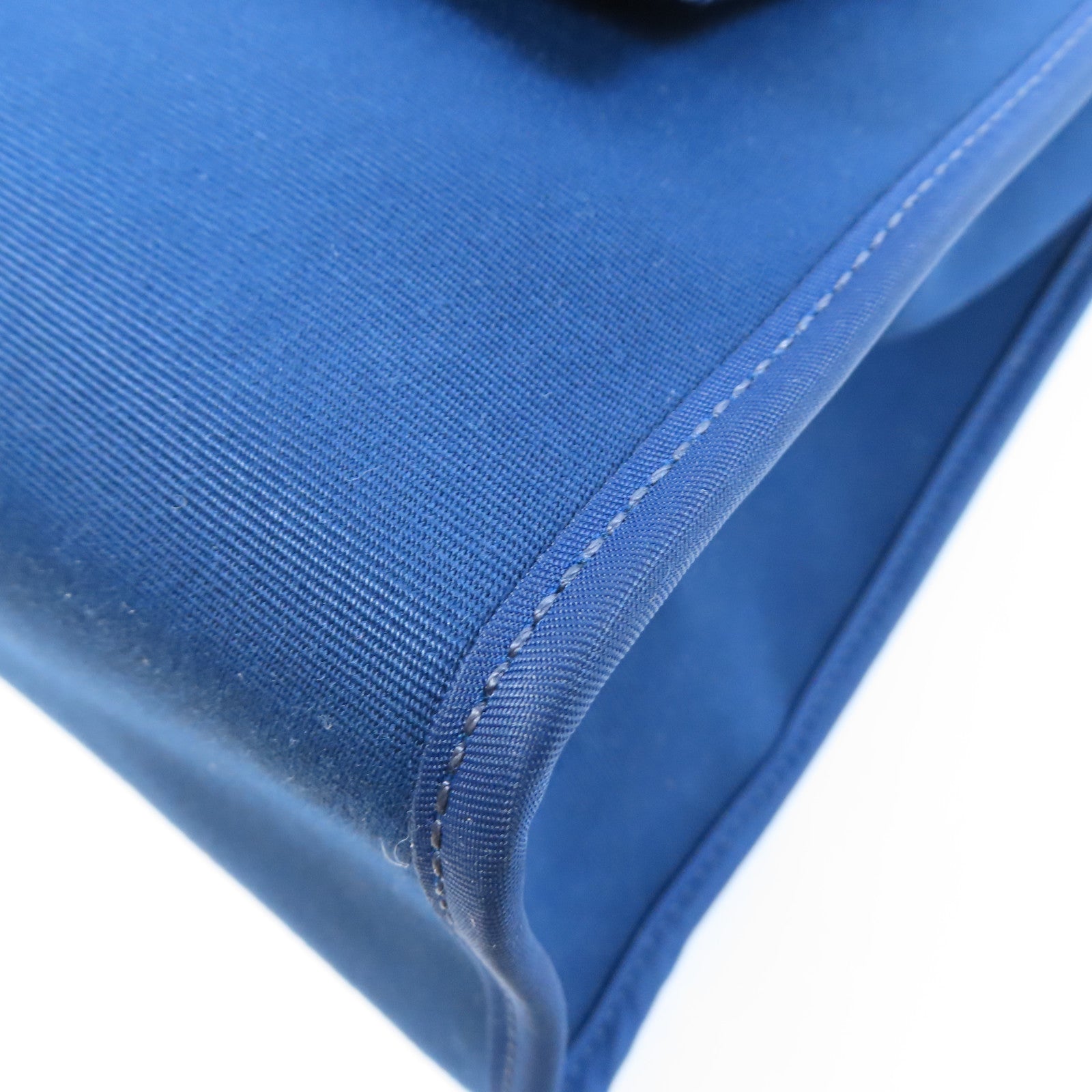 HERMES 帆布/皮革Herbag PM銀扣手挽肩背兩用袋Bleu Saphir寶石藍色