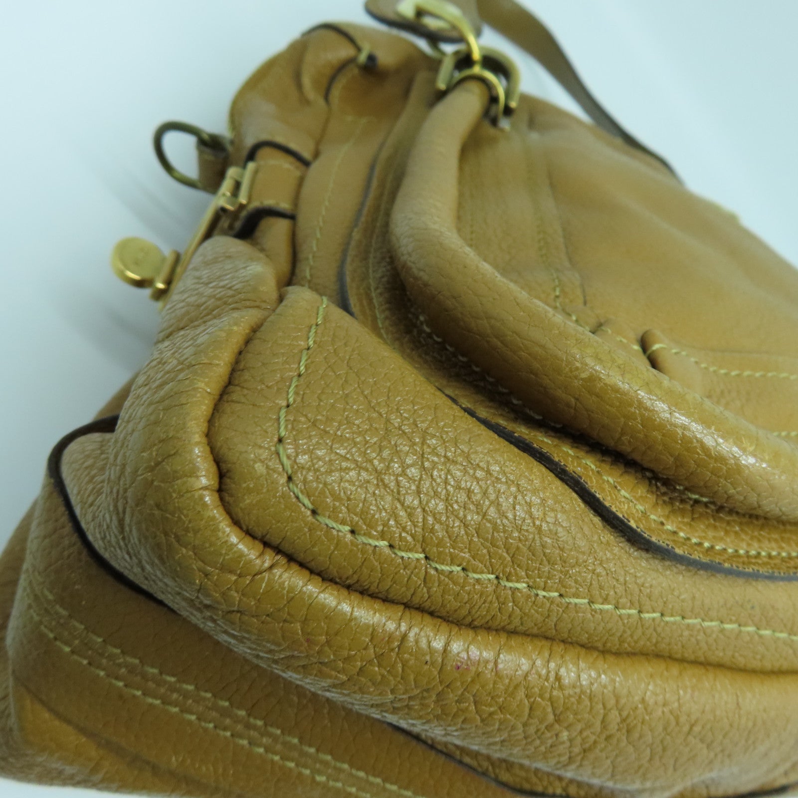 Chloe 牛皮皮革Handbag金扣手挽袋啡色
