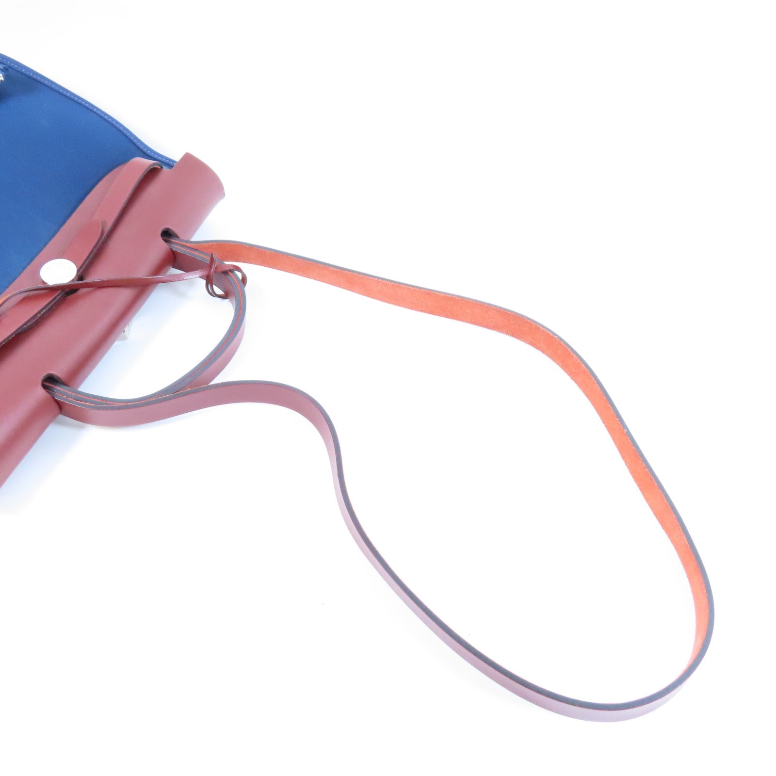 HERMES 帆布/皮革Herbag PM銀扣手挽肩背兩用袋Bleu Saphir寶石藍色
