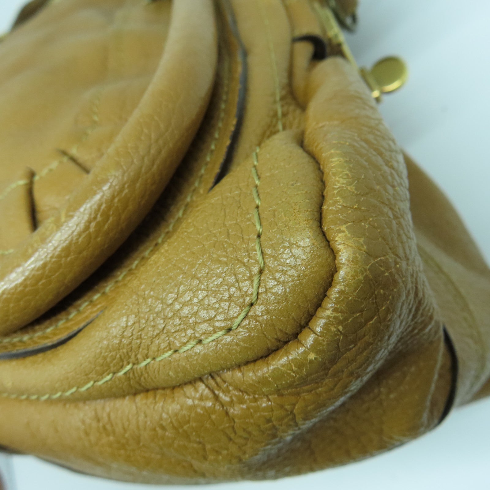 Chloe 牛皮皮革Handbag金扣手挽袋啡色