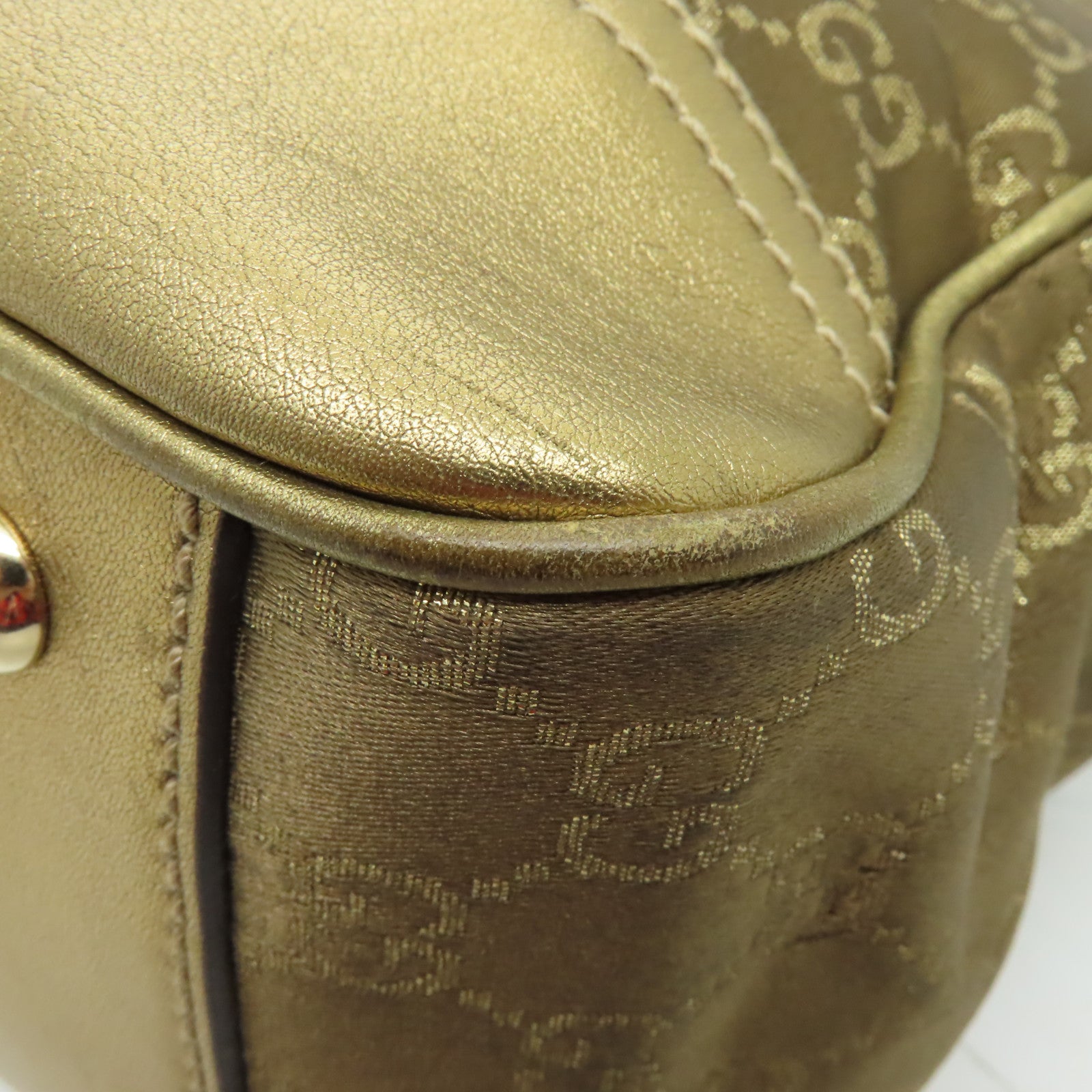 GUCCI 帆布Shoulder Bag金扣肩背袋啡色/金色