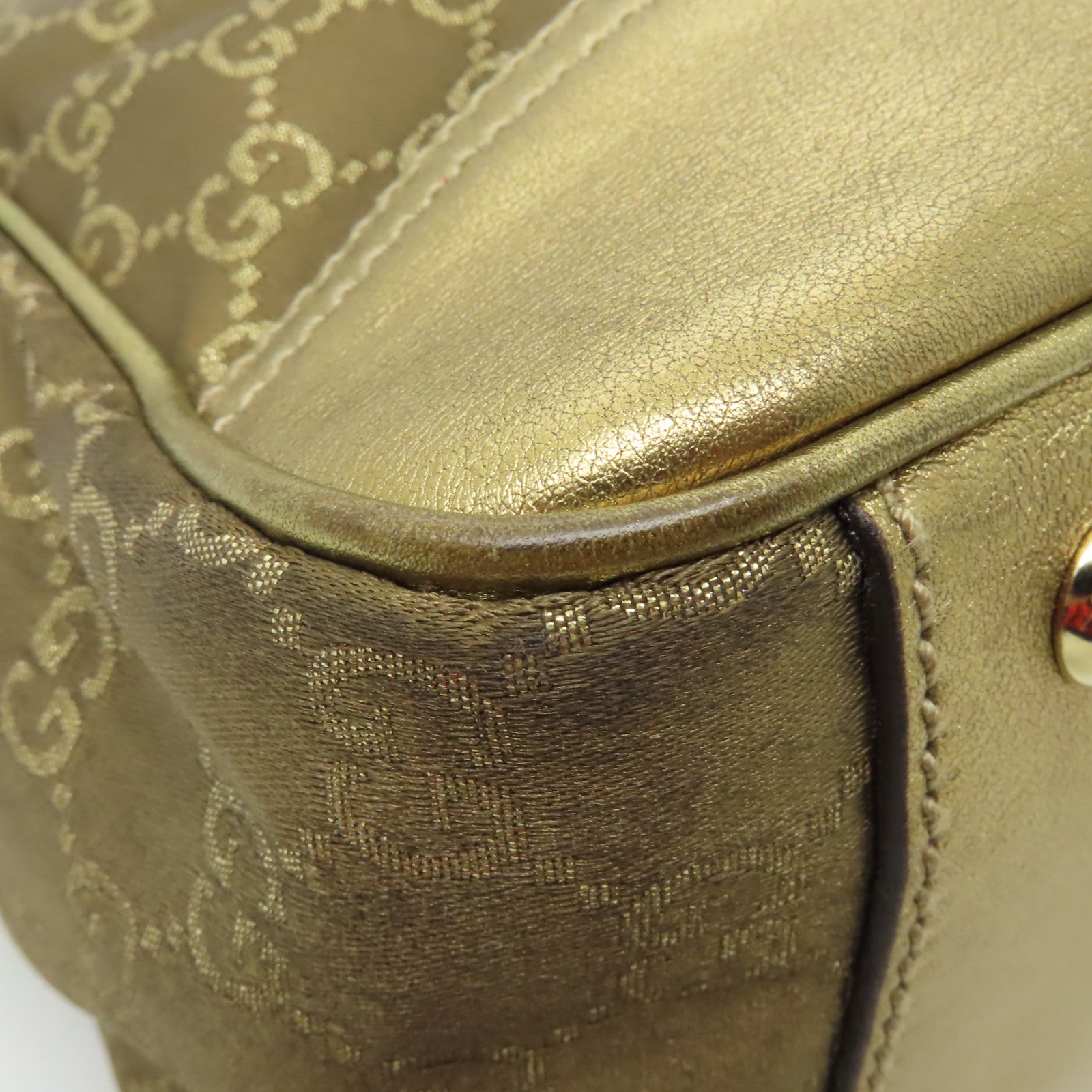 GUCCI 帆布Shoulder Bag金扣肩背袋啡色/金色