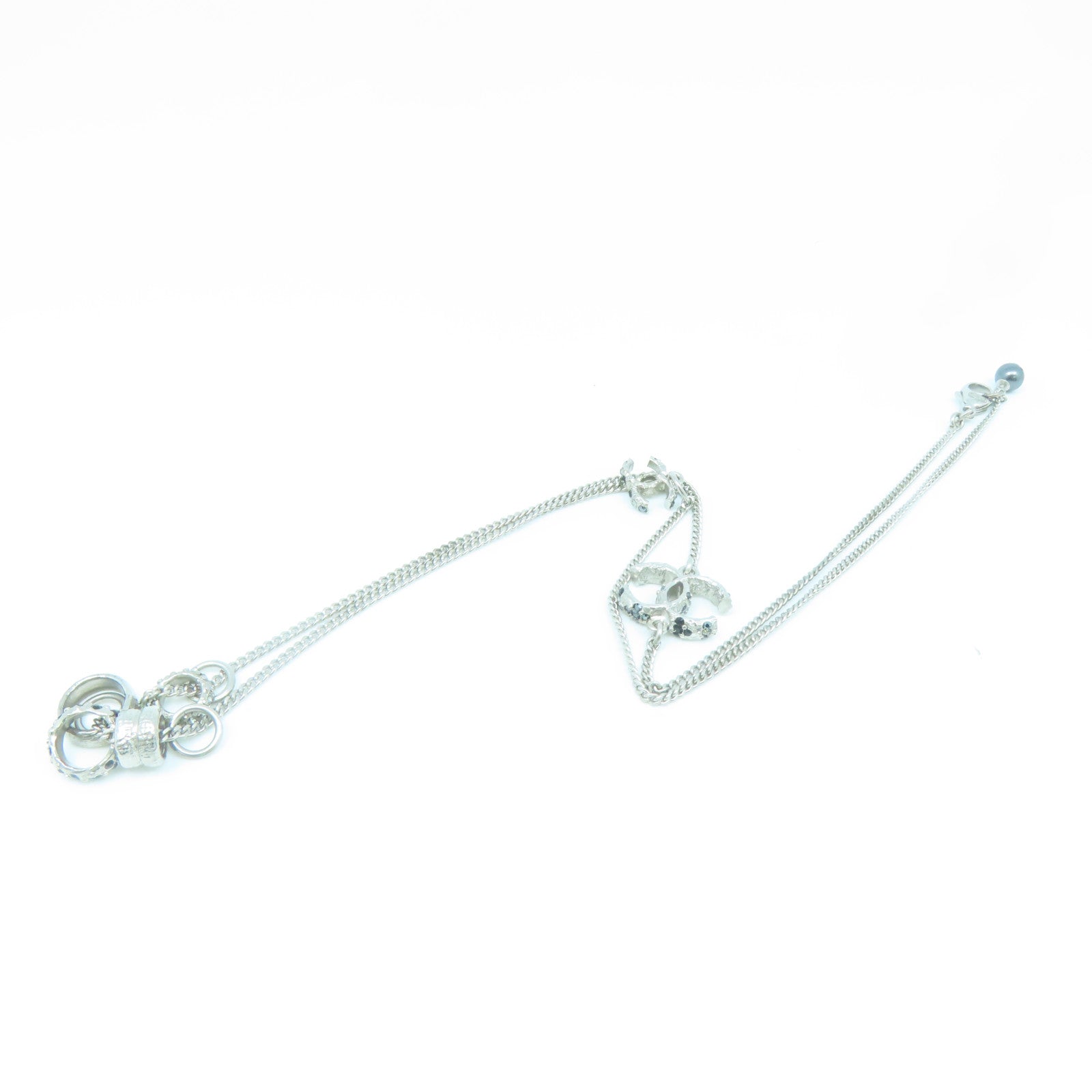 CHANEL 金屬Necklace銀扣項鍊銀色