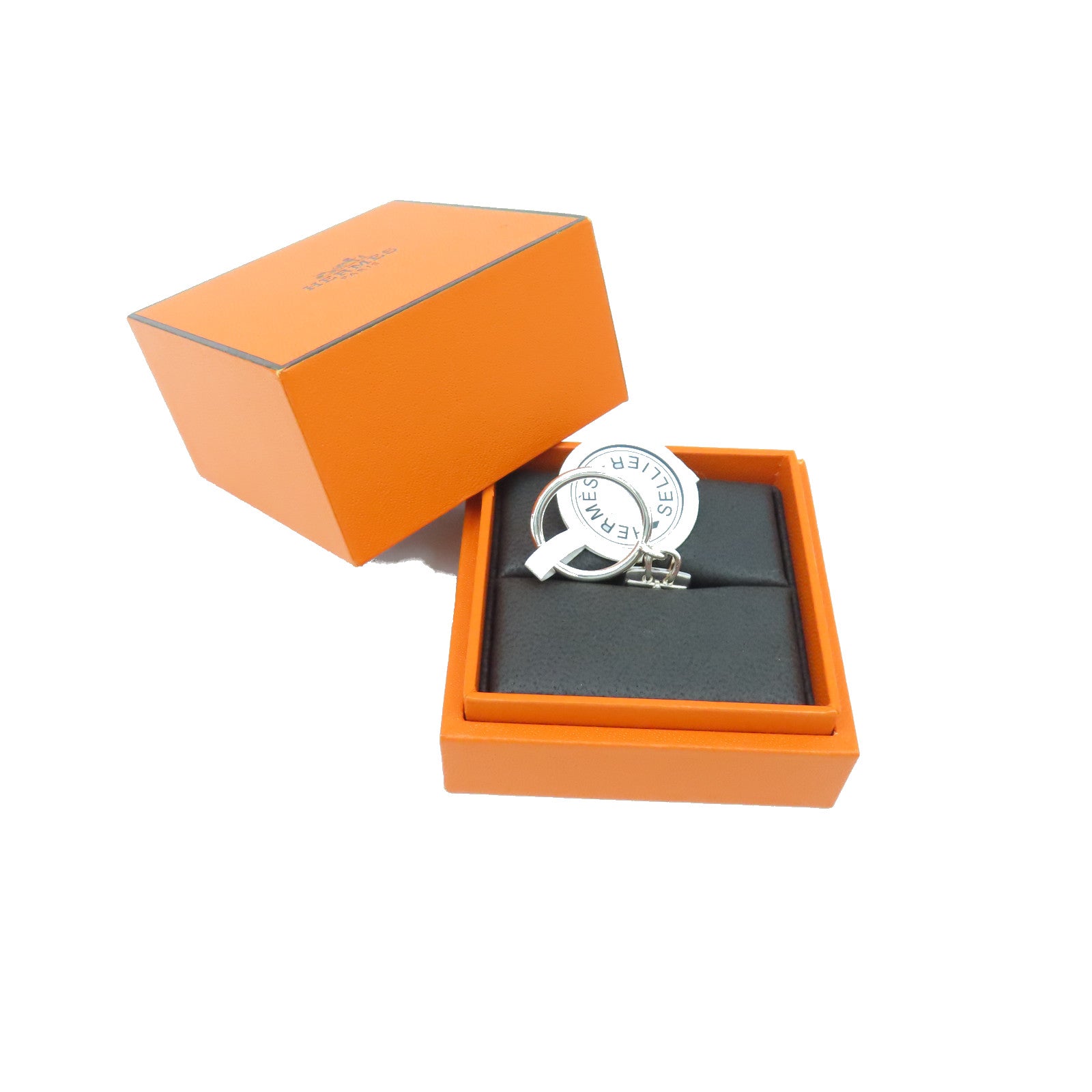 HERMES 925 Sterling Silver Amulettes Kelly Ring US#6 Silver