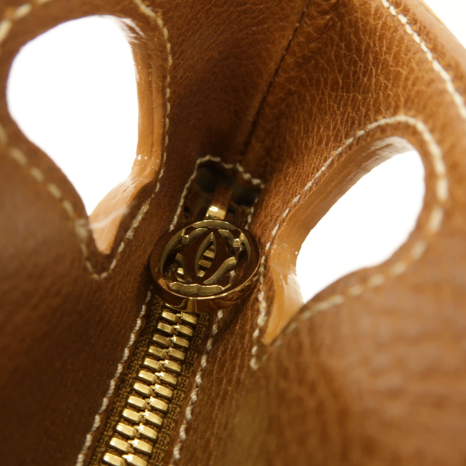 CARTIER 牛皮皮革Marcello Shoulder Bag金扣肩背袋棕色