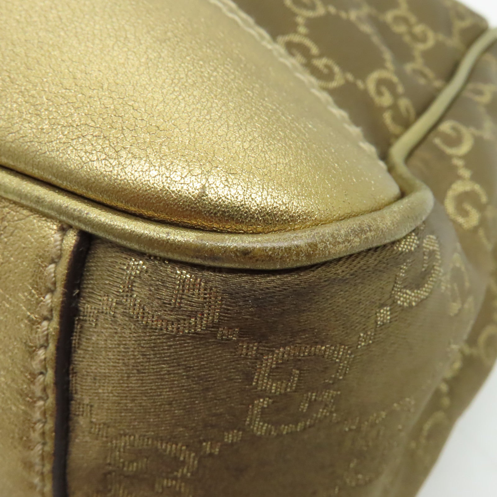 GUCCI 帆布Shoulder Bag金扣肩背袋啡色/金色