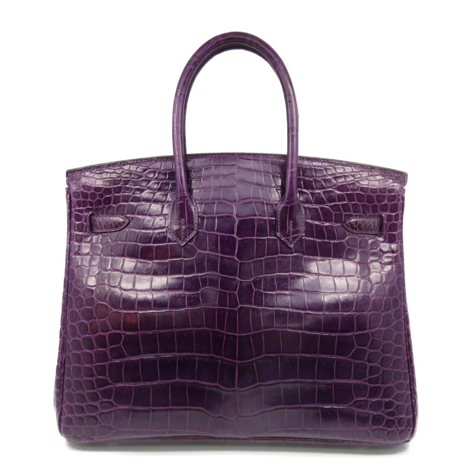 HERMES 【Sharp Discount】Croco Porosus Mat Birkin 35 Silver Buckle Hand Bag Purple/Amethyste/9G