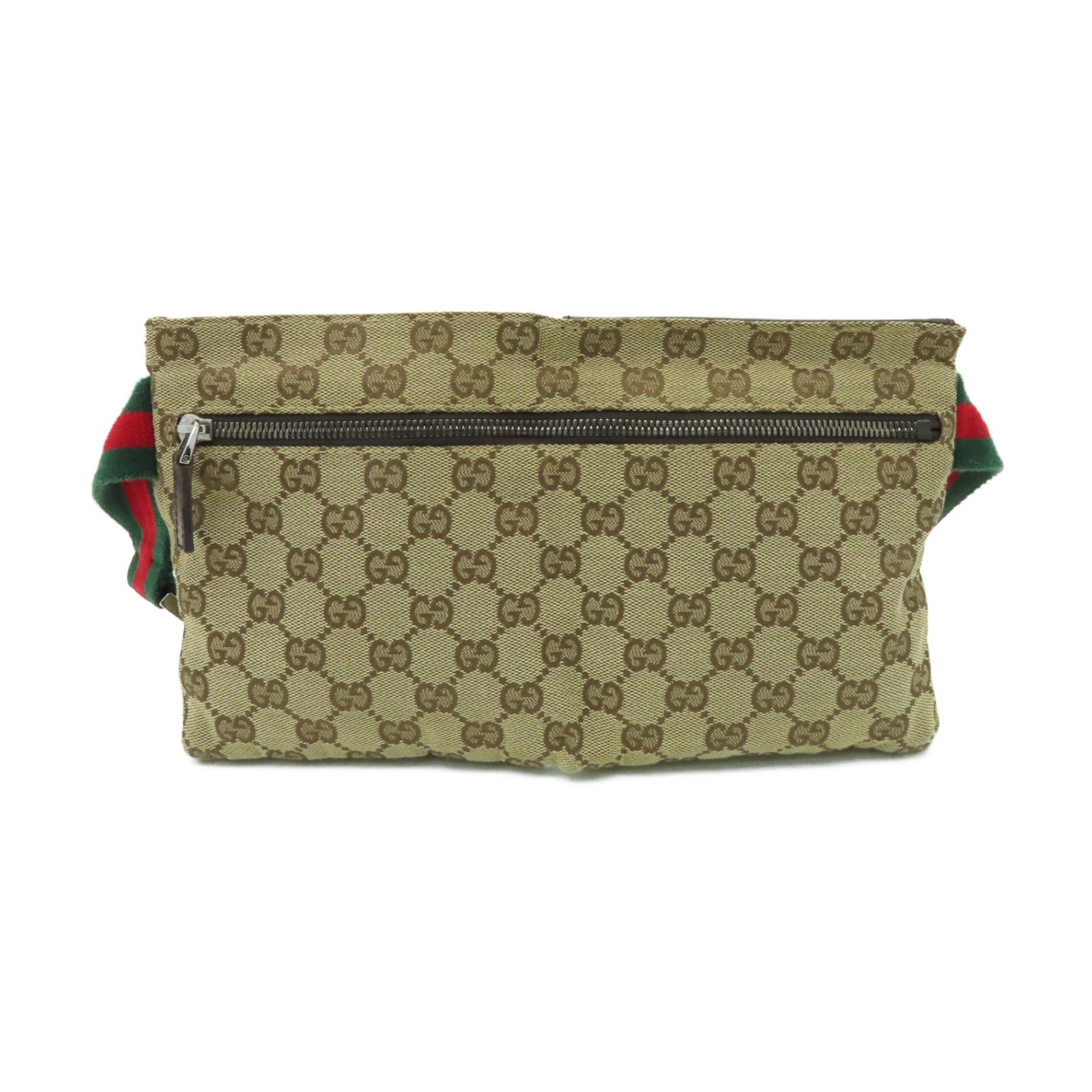 GUCCI 帆布Waist Bag銀扣腰包棕色