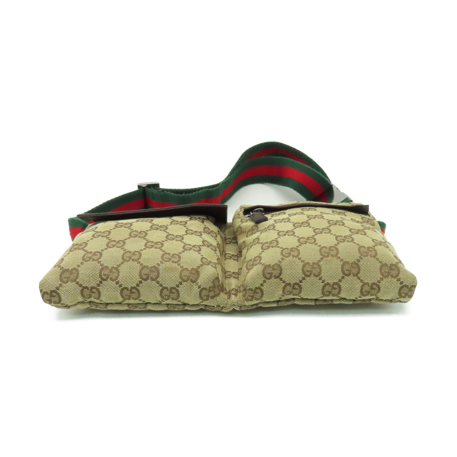 GUCCI 帆布Waist Bag銀扣腰包棕色