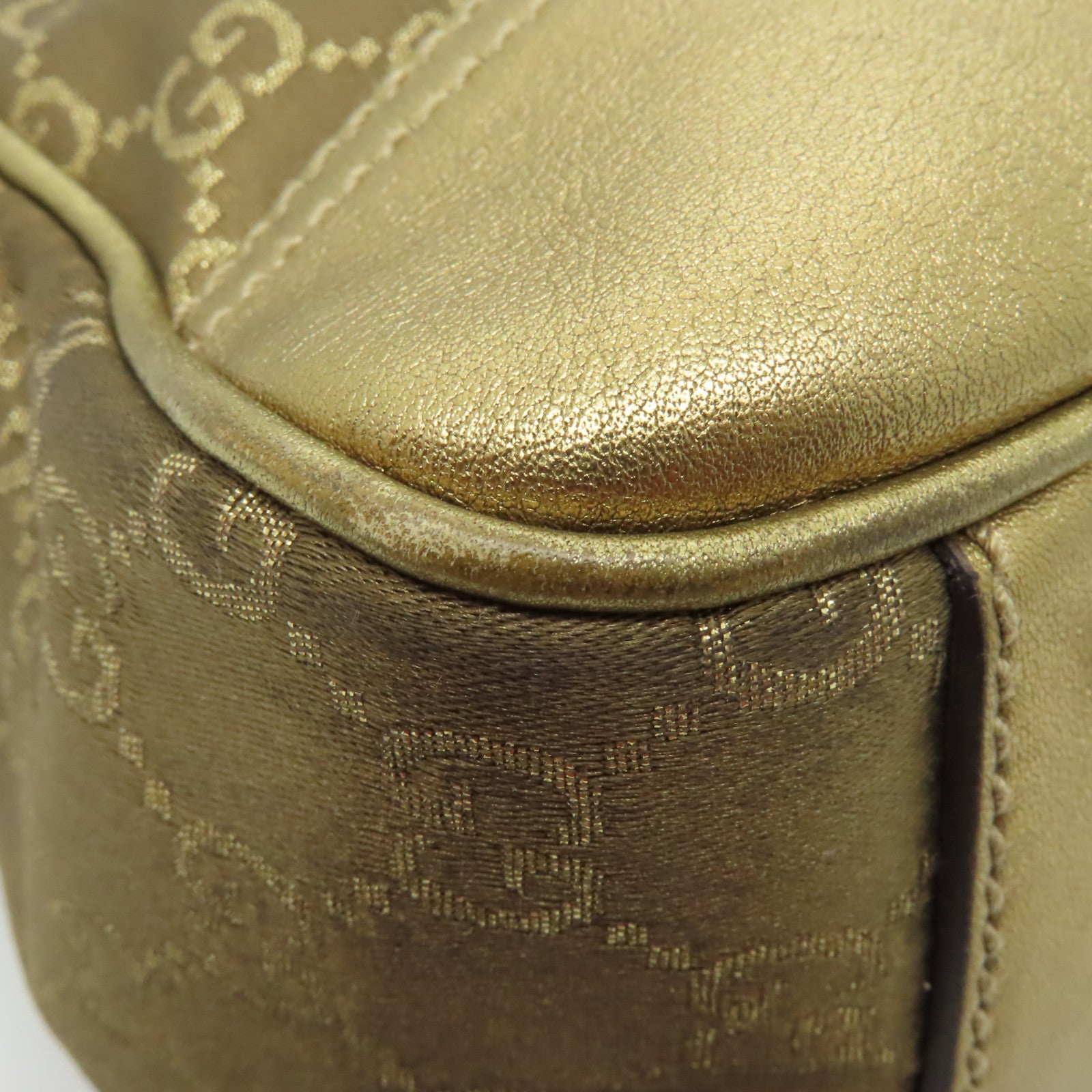 GUCCI 帆布Shoulder Bag金扣肩背袋啡色/金色