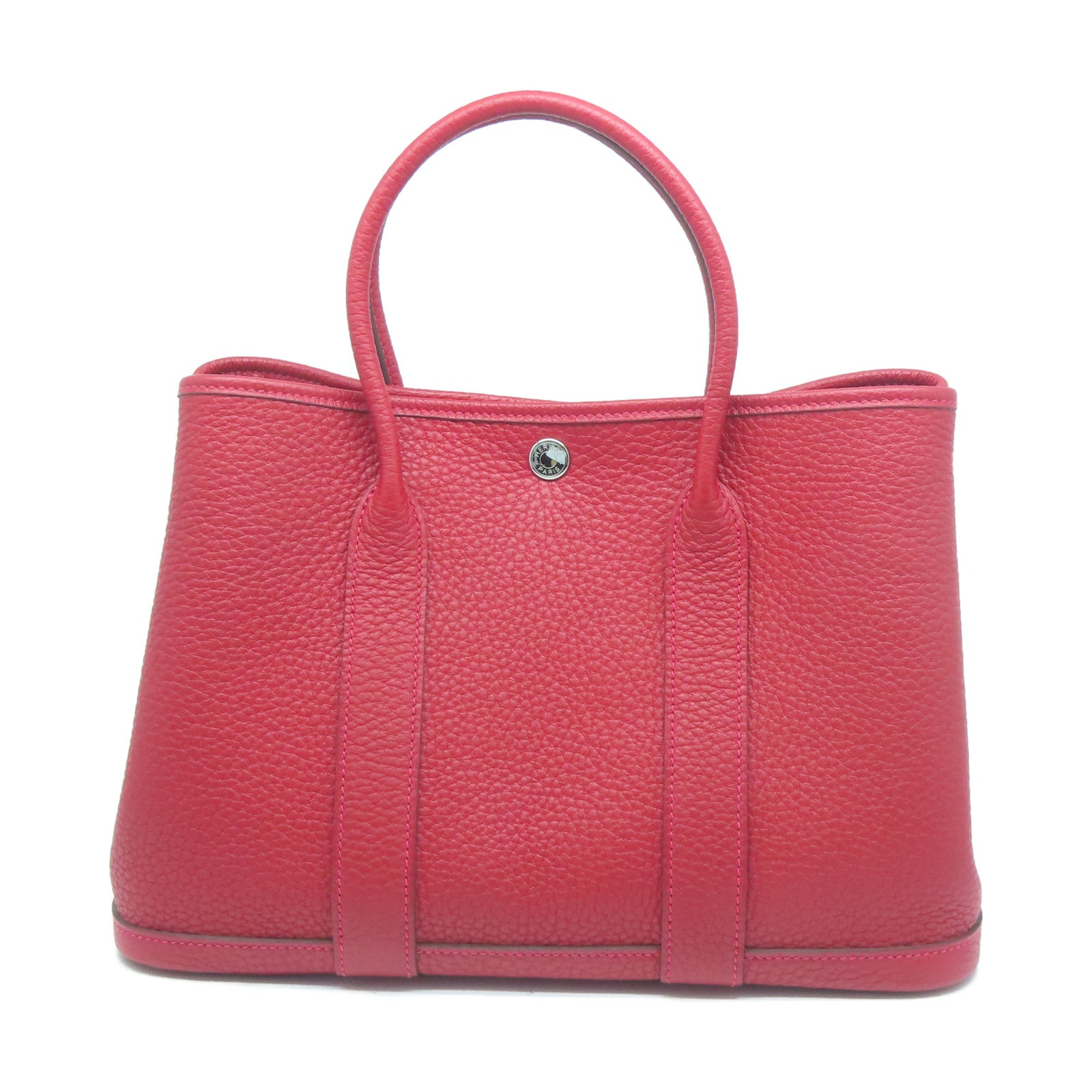 HERMES Negonda皮革Garden Party TPM銀扣手挽袋暗紅