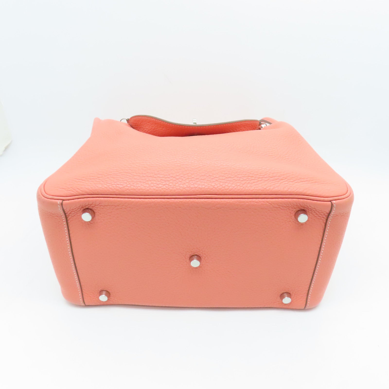 HERMES Clemence Leather Lindy 30 Silver Buckle Shoulder Bag Pink
