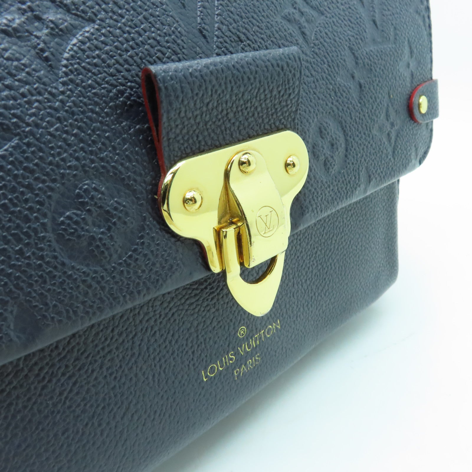 LOUIS VUITTON Monogram Empreinte Vavin金扣鏈帶肩背袋深藍色