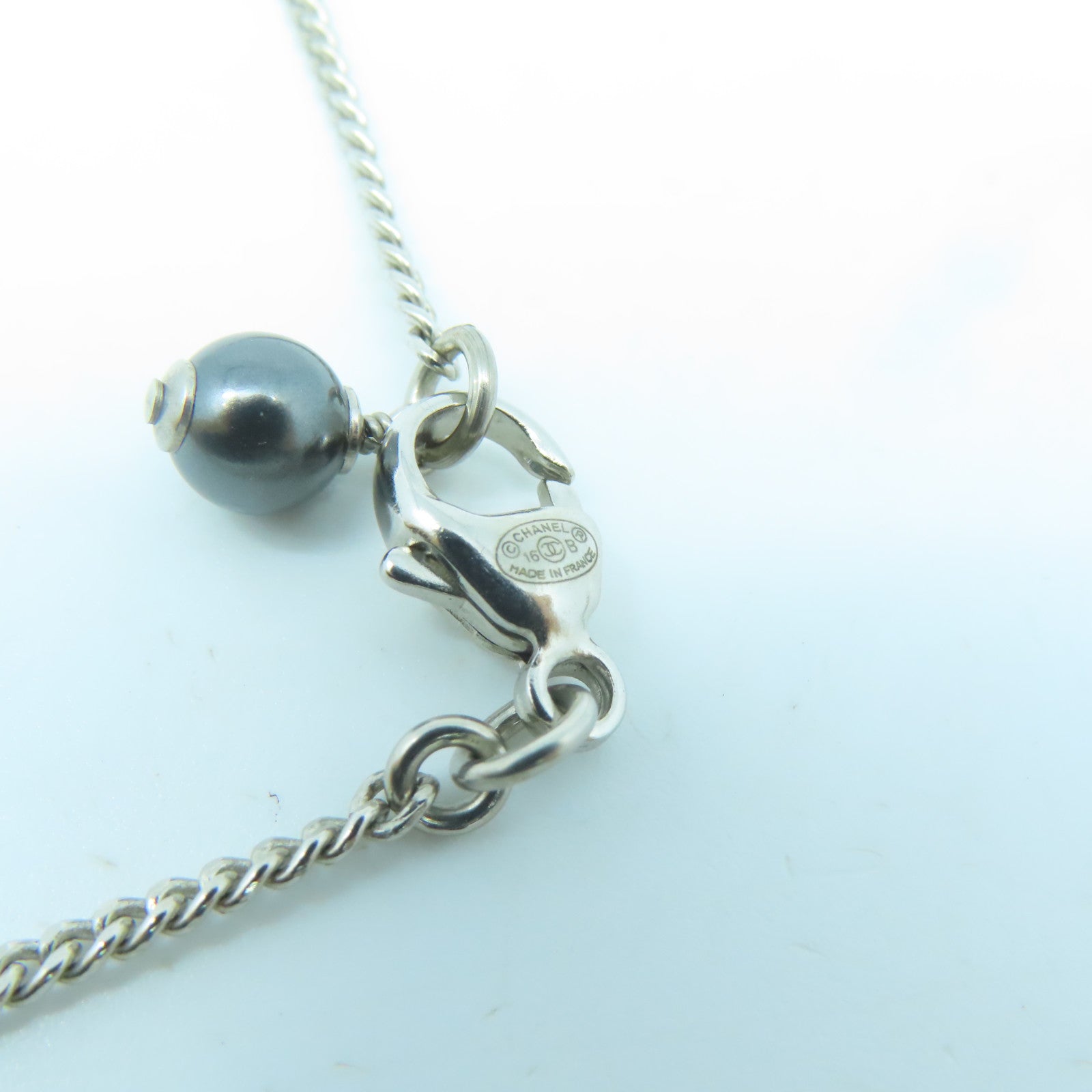 CHANEL 金屬Necklace銀扣項鍊銀色