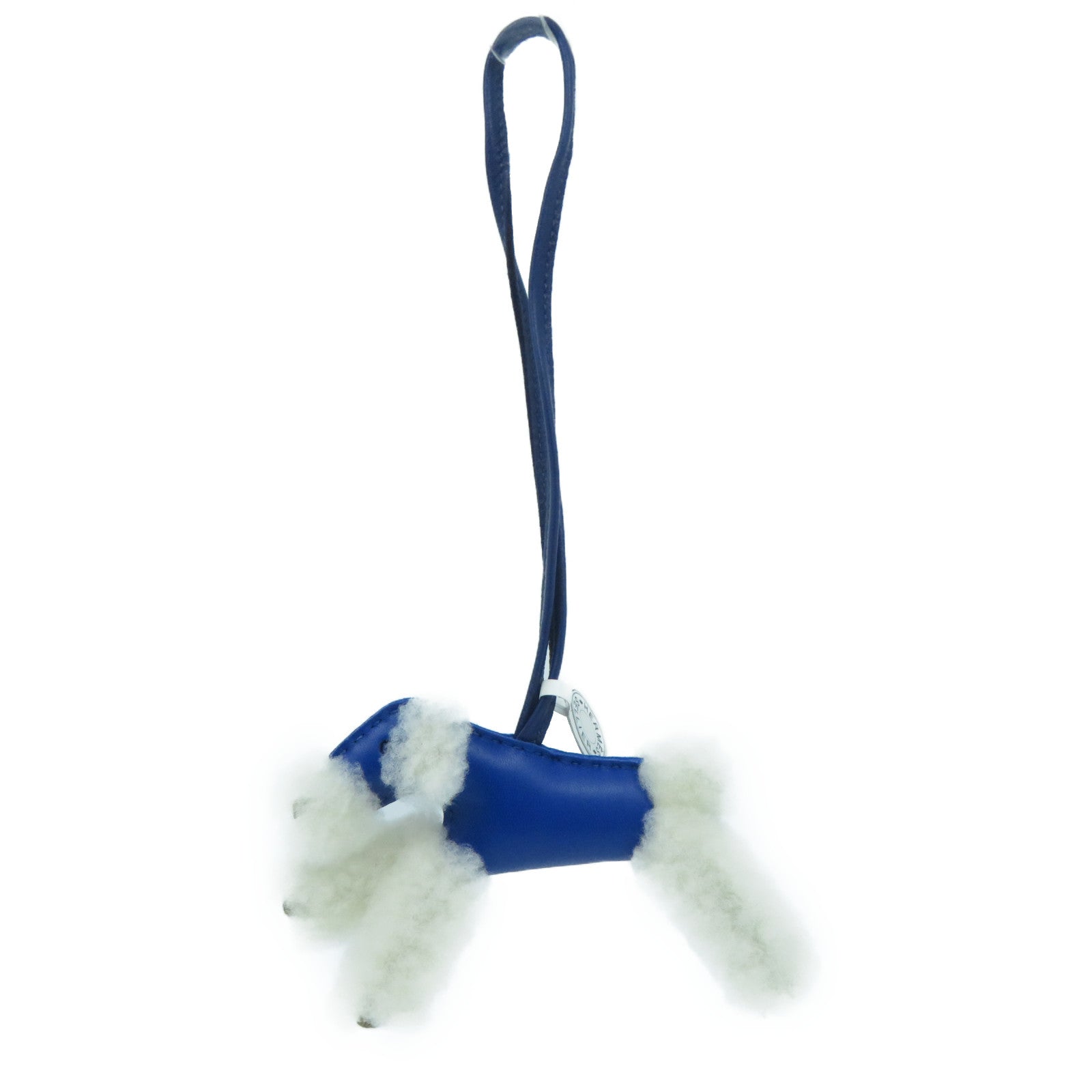 HERMES Swift皮革Buddy Shearling Charm掛飾Bleu Electrique電光藍色