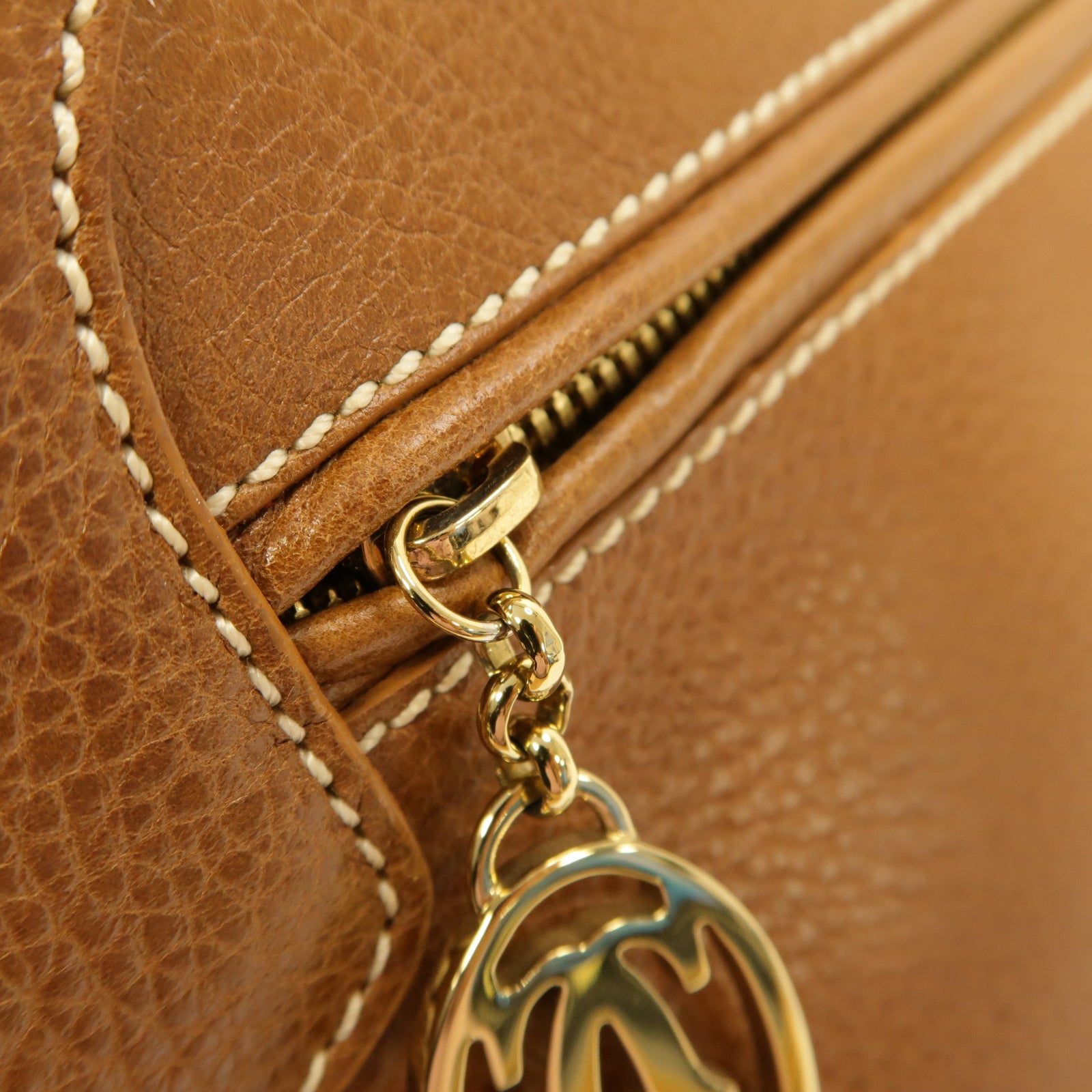CARTIER 牛皮皮革Marcello Shoulder Bag金扣肩背袋棕色