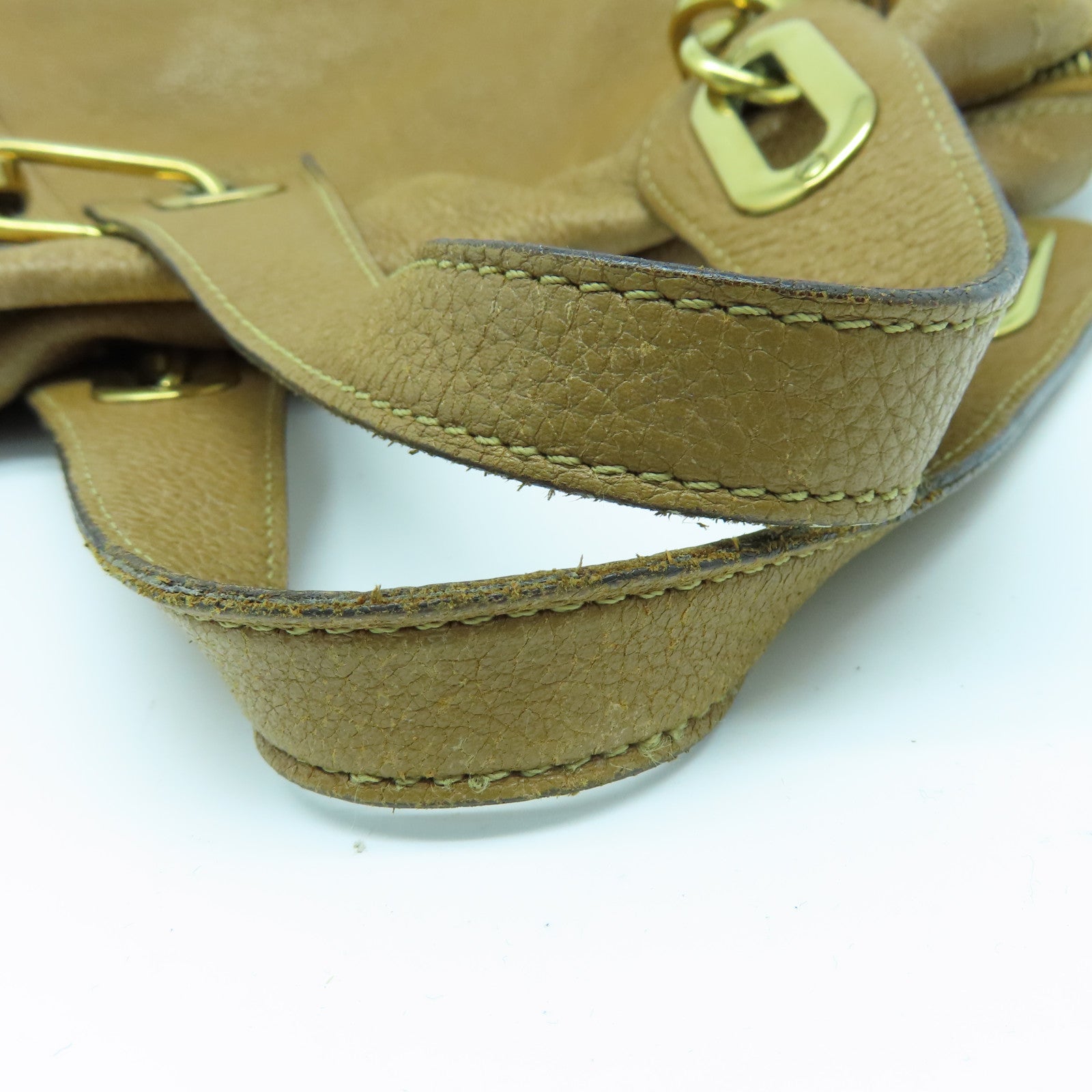 Chloe 牛皮皮革Handbag金扣手挽袋啡色