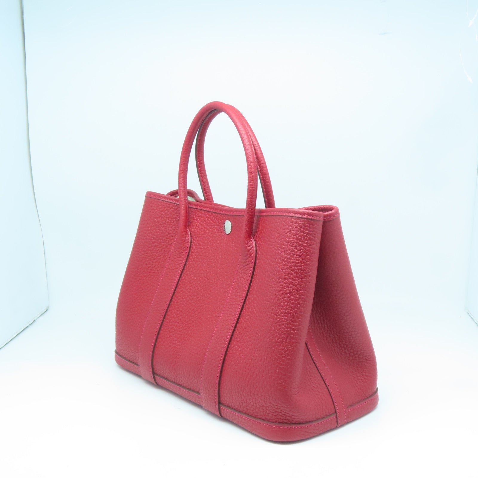 HERMES Negonda皮革Garden Party TPM銀扣手挽袋暗紅