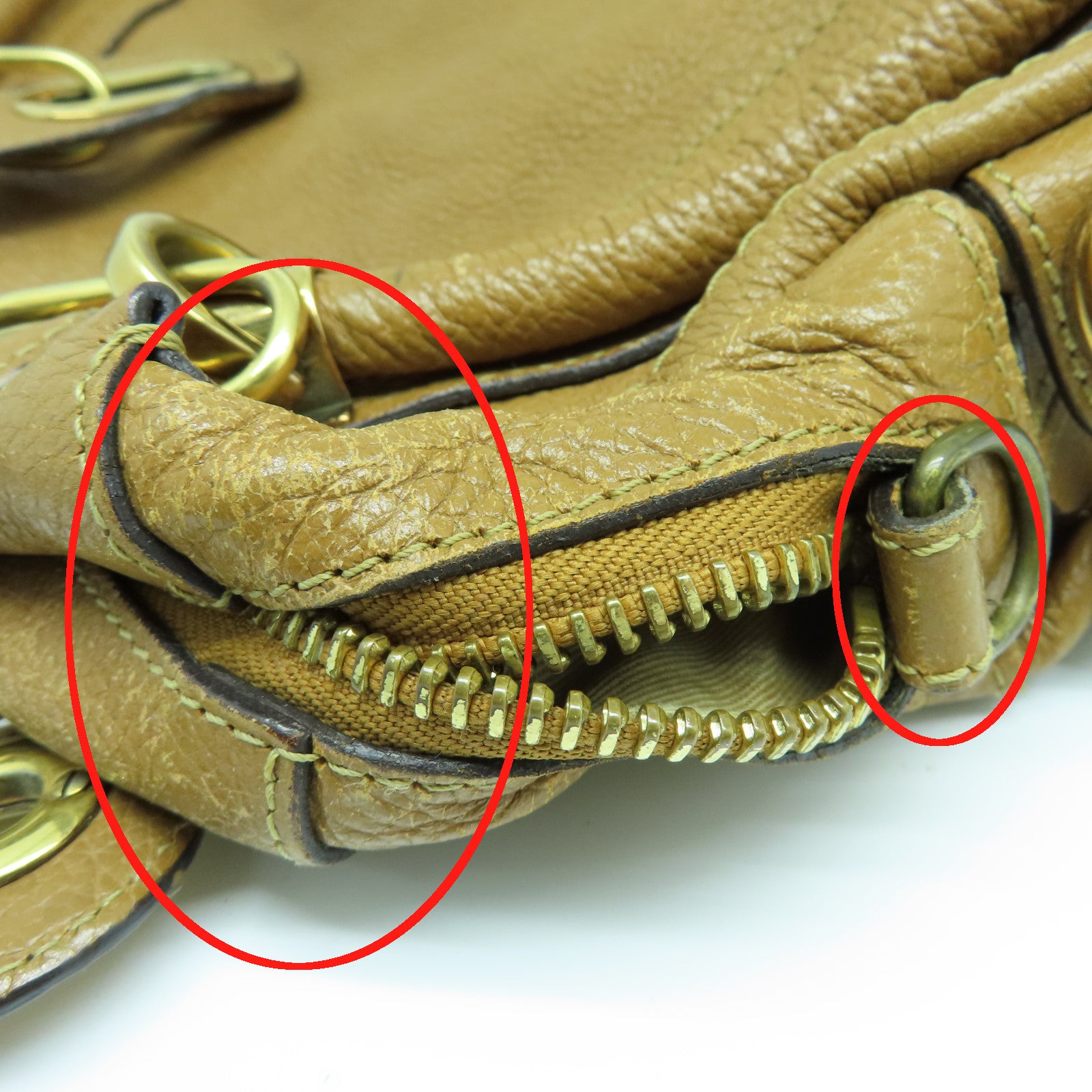 Chloe 牛皮皮革Handbag金扣手挽袋啡色