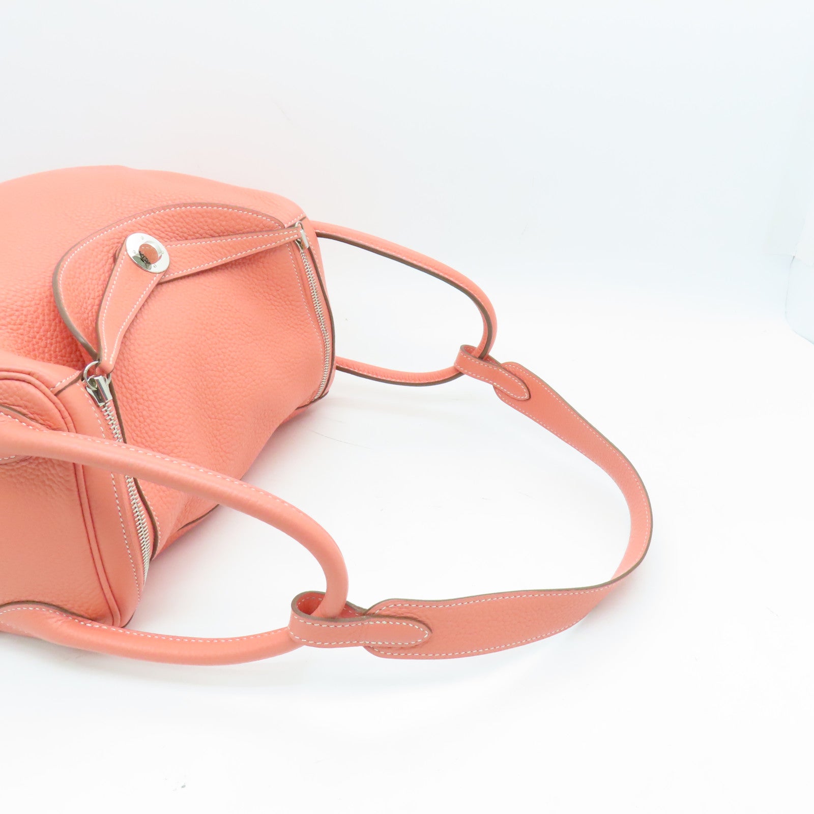HERMES Clemence Leather Lindy 30 Silver Buckle Shoulder Bag Pink