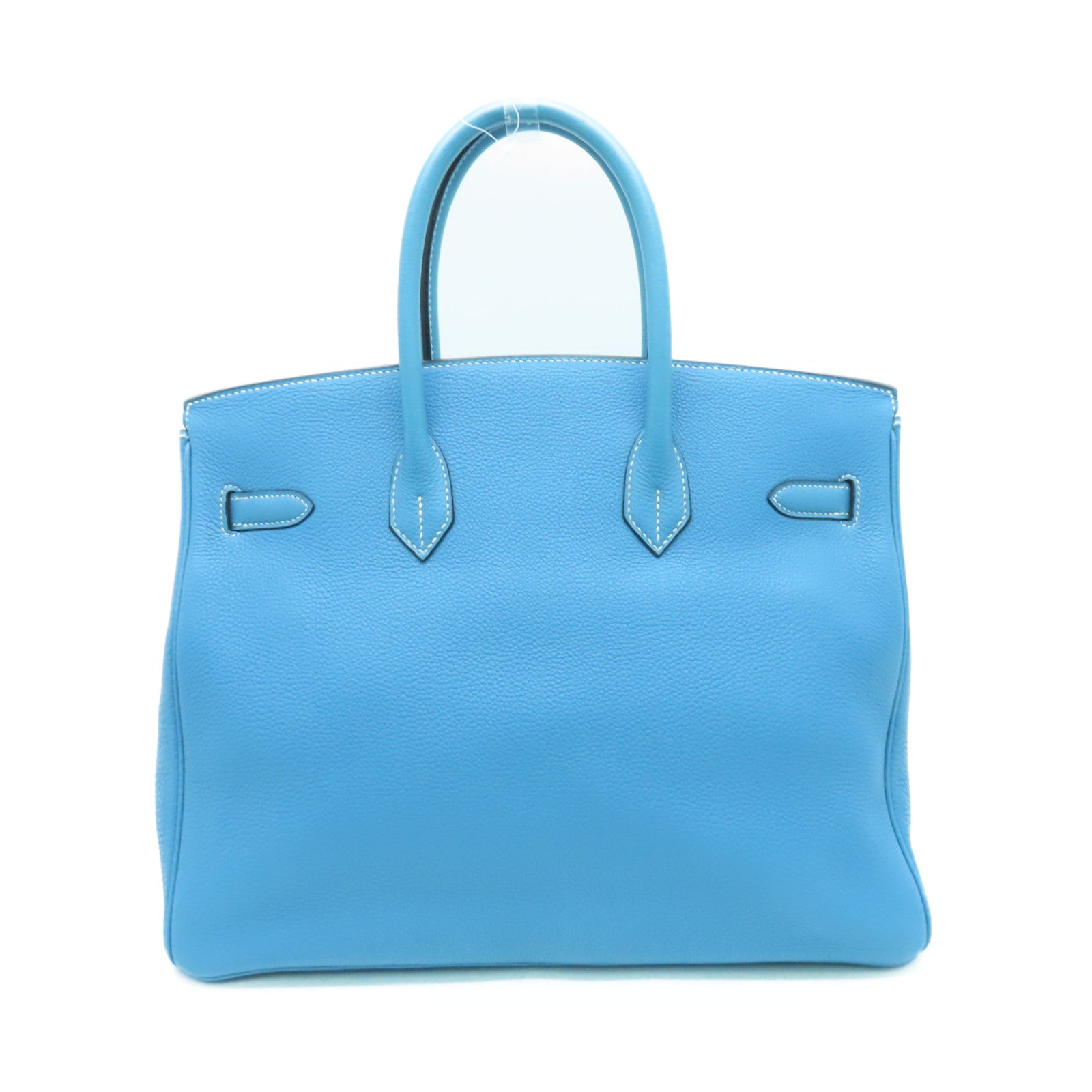 HERMES Togo Leather Birkin 35 Silver Buckle Handle Bag Bule Jean Blue
