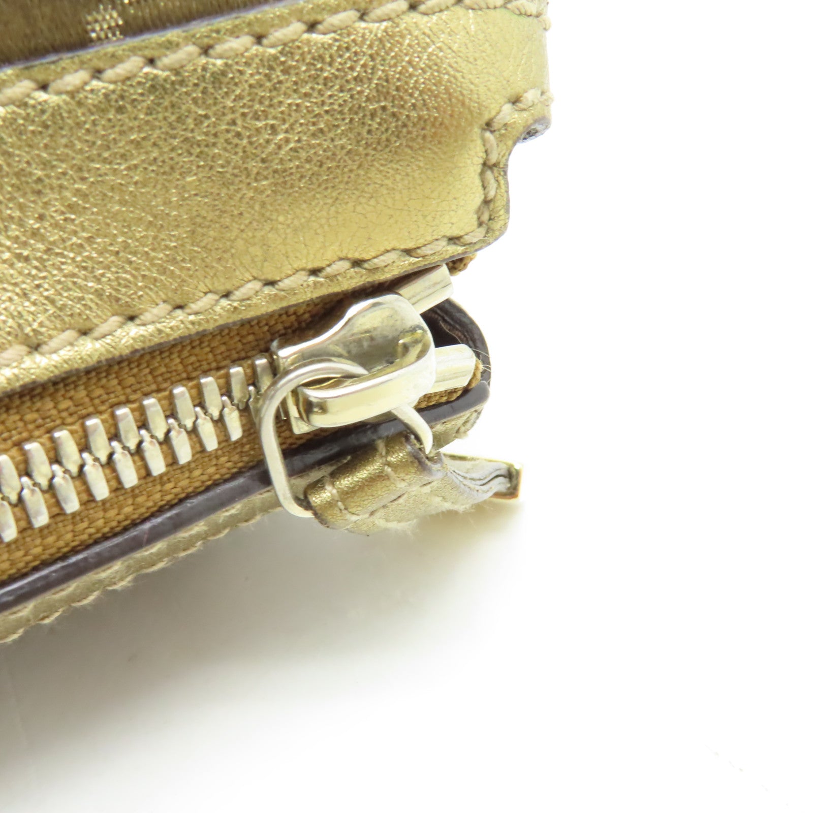 GUCCI 帆布Shoulder Bag金扣肩背袋啡色/金色